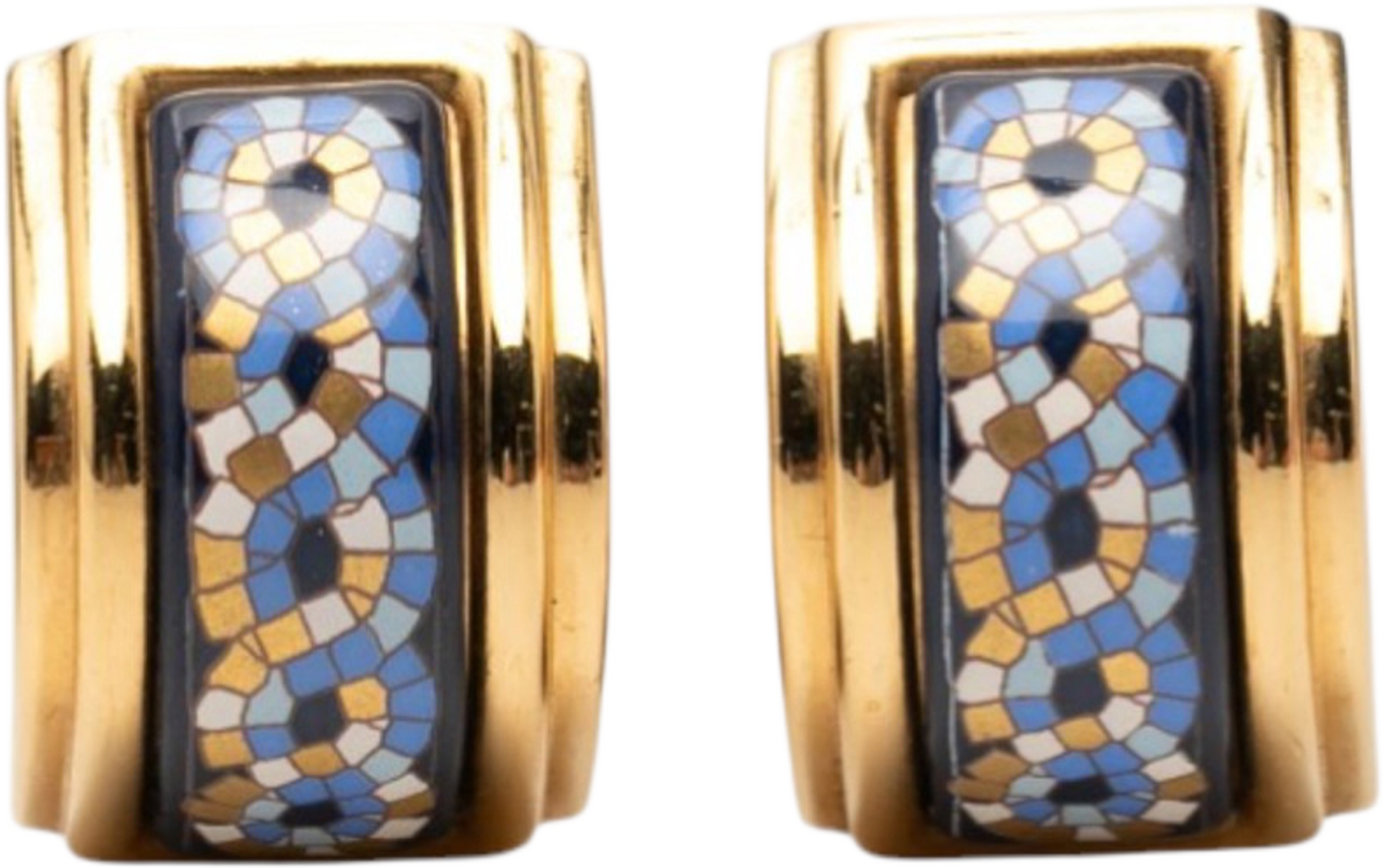Hermès Gold Plated Enamel Cloisonne Clip On Earrings, från Luxclusif, i färgen gold. Klicka för att öppna bilden i stort format