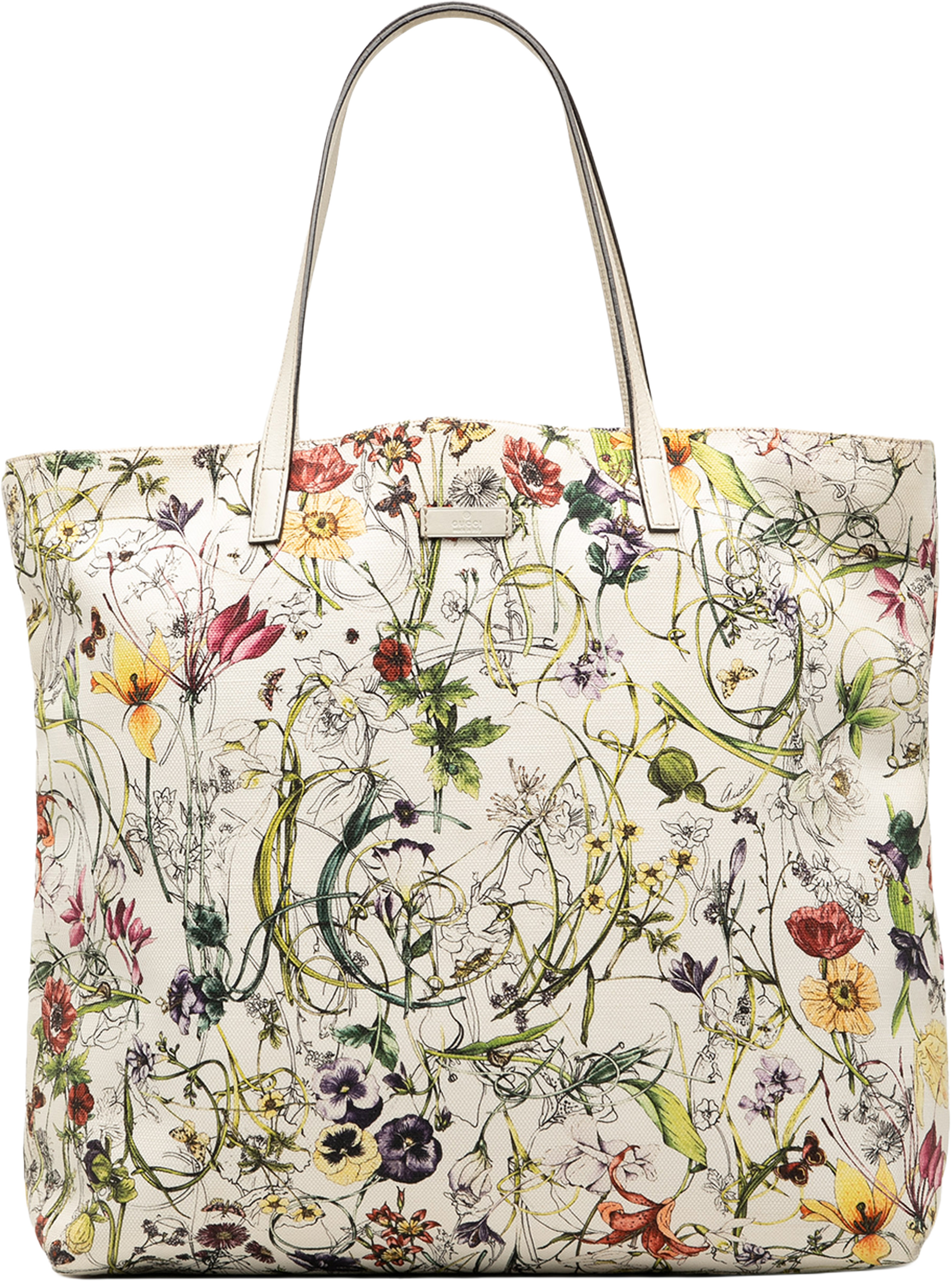 Gucci Canvas Flora Tote, från Luxclusif, i färgen white. Klicka för att öppna bilden i stort format