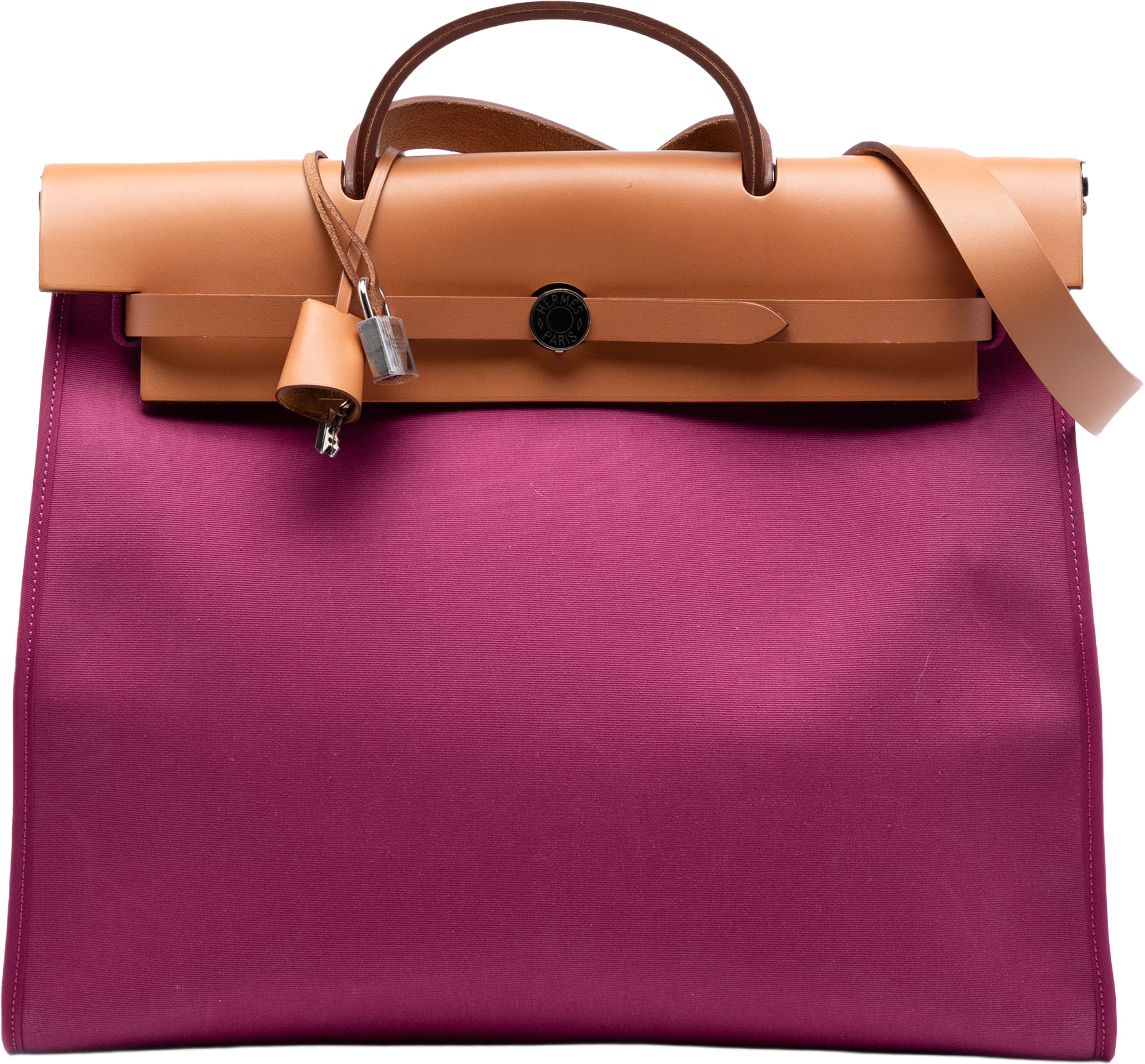 Hermès Toile Herbag Zip 39, från Luxclusif, i färgen pink. Klicka för att öppna bilden i stort format