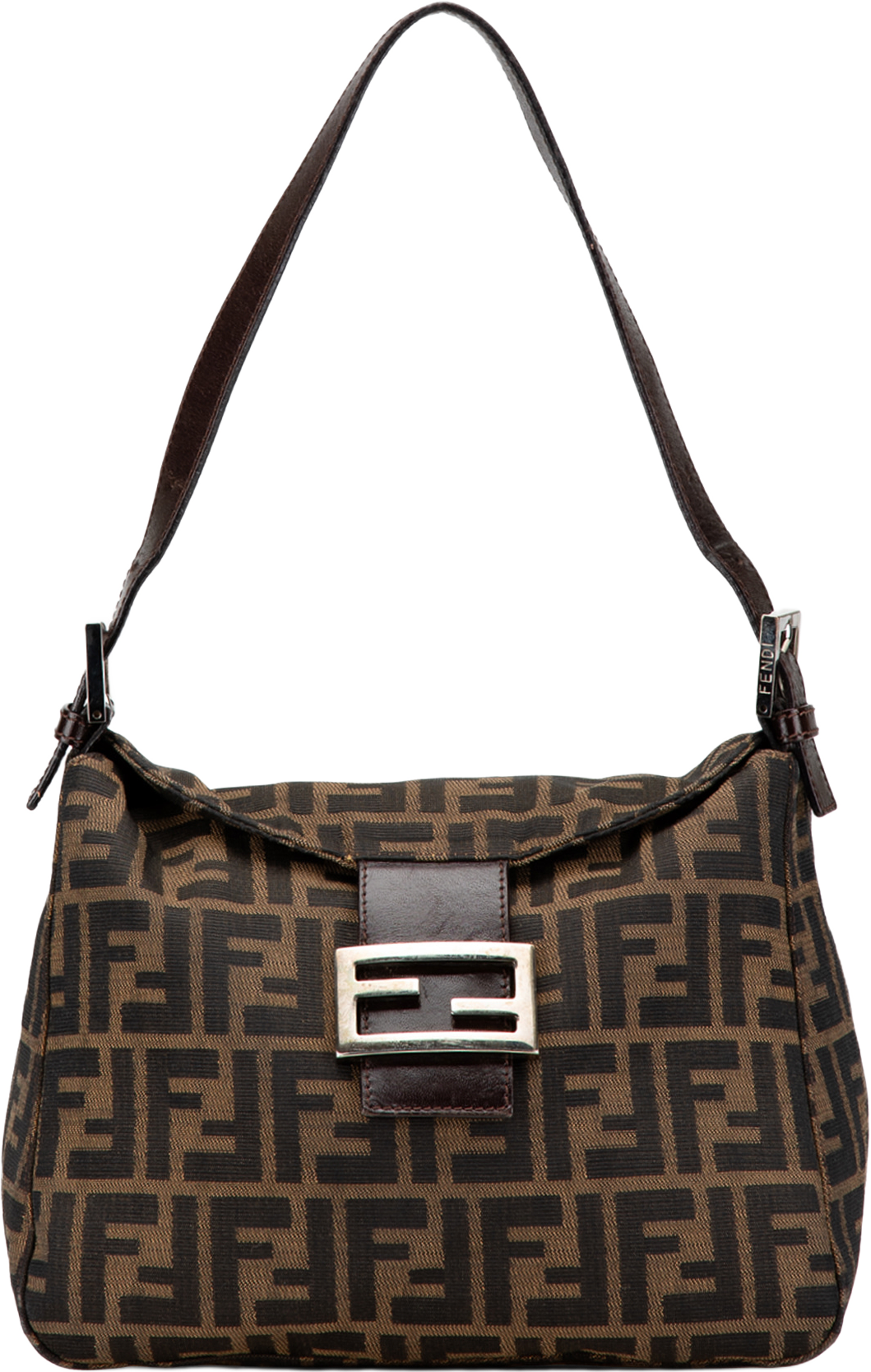 Fendi Zucca Canvas Double Flap Shoulder Bag