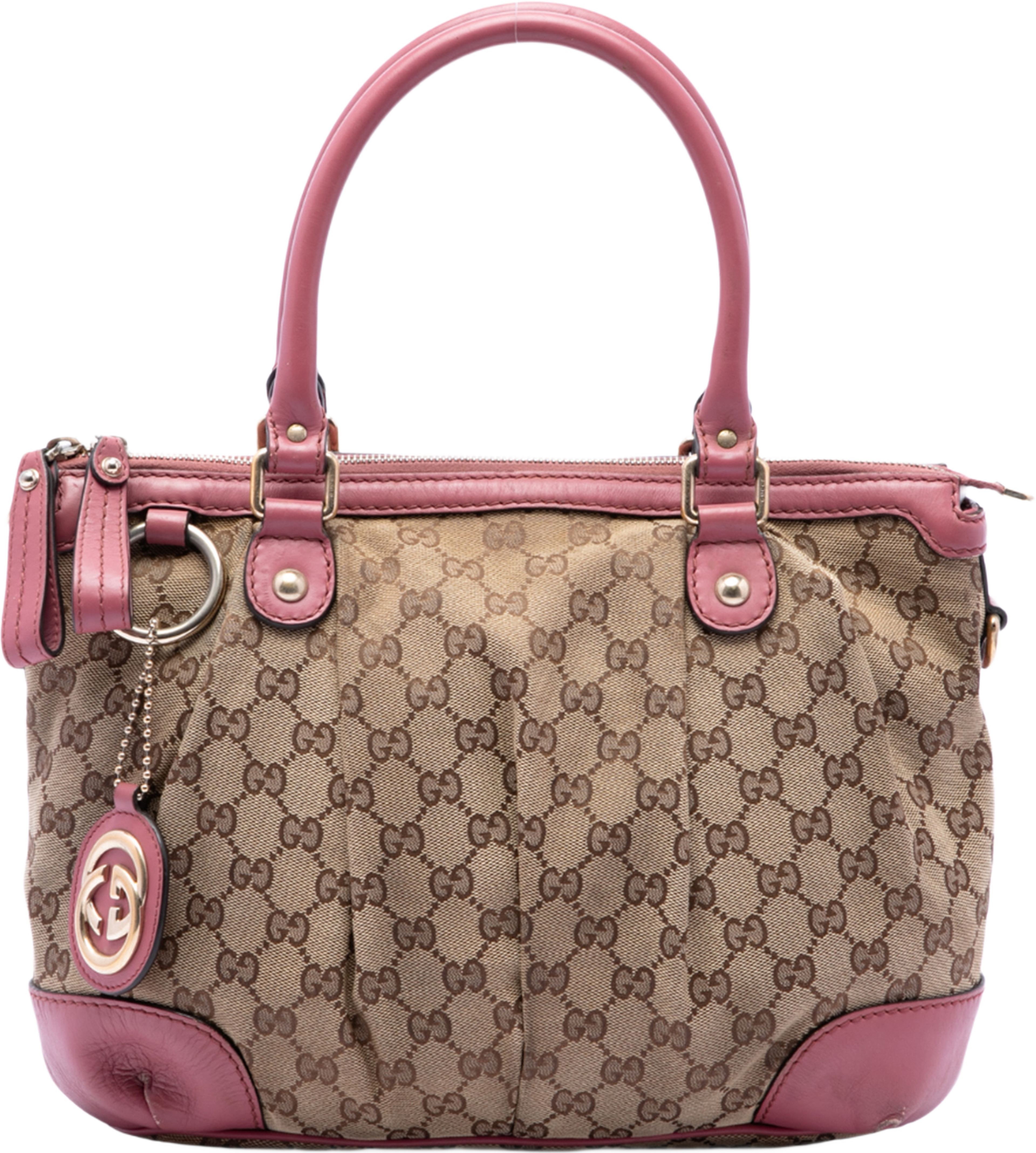 Gucci Gg Canvas Sukey Satchel, från Luxclusif, i färgen beige. Klicka för att öppna bilden i stort format