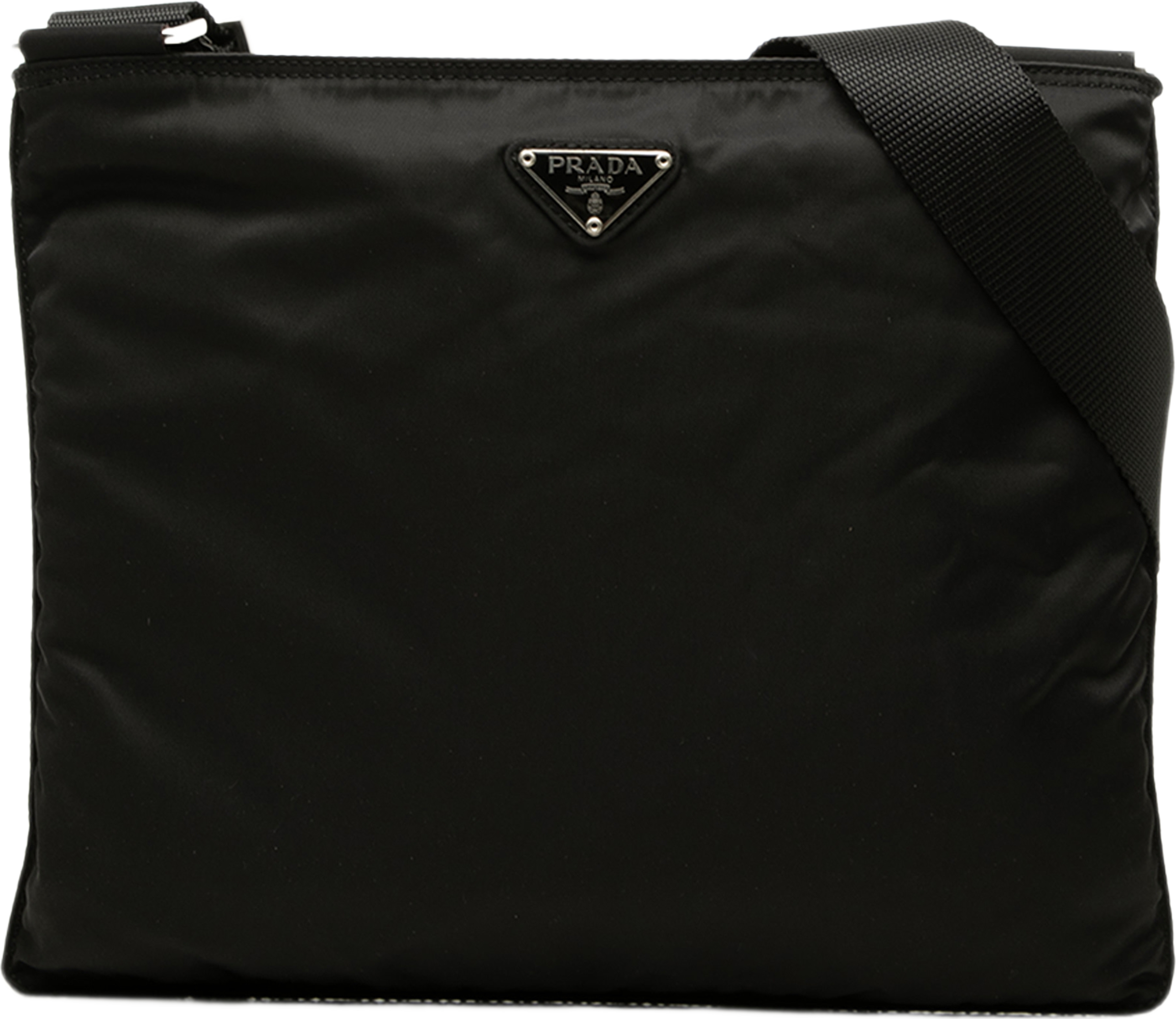 Prada Tessuto Zip Top Crossbody, från Luxclusif, i färgen svart. Klicka för att öppna bilden i stort format
