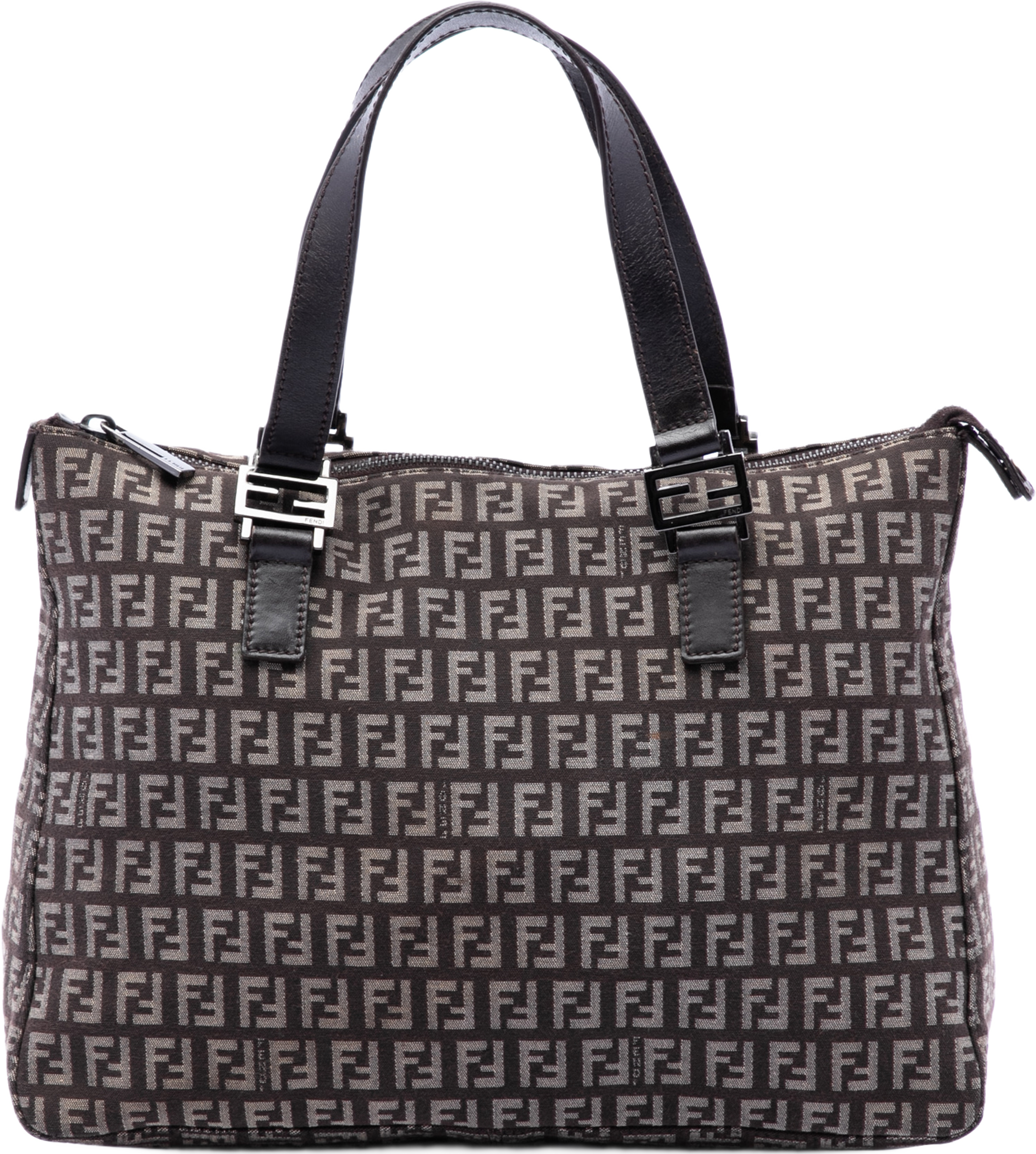 Fendi Zucchino Canvas Tote, från Luxclusif, i färgen dark brown. Klicka för att öppna bilden i stort format