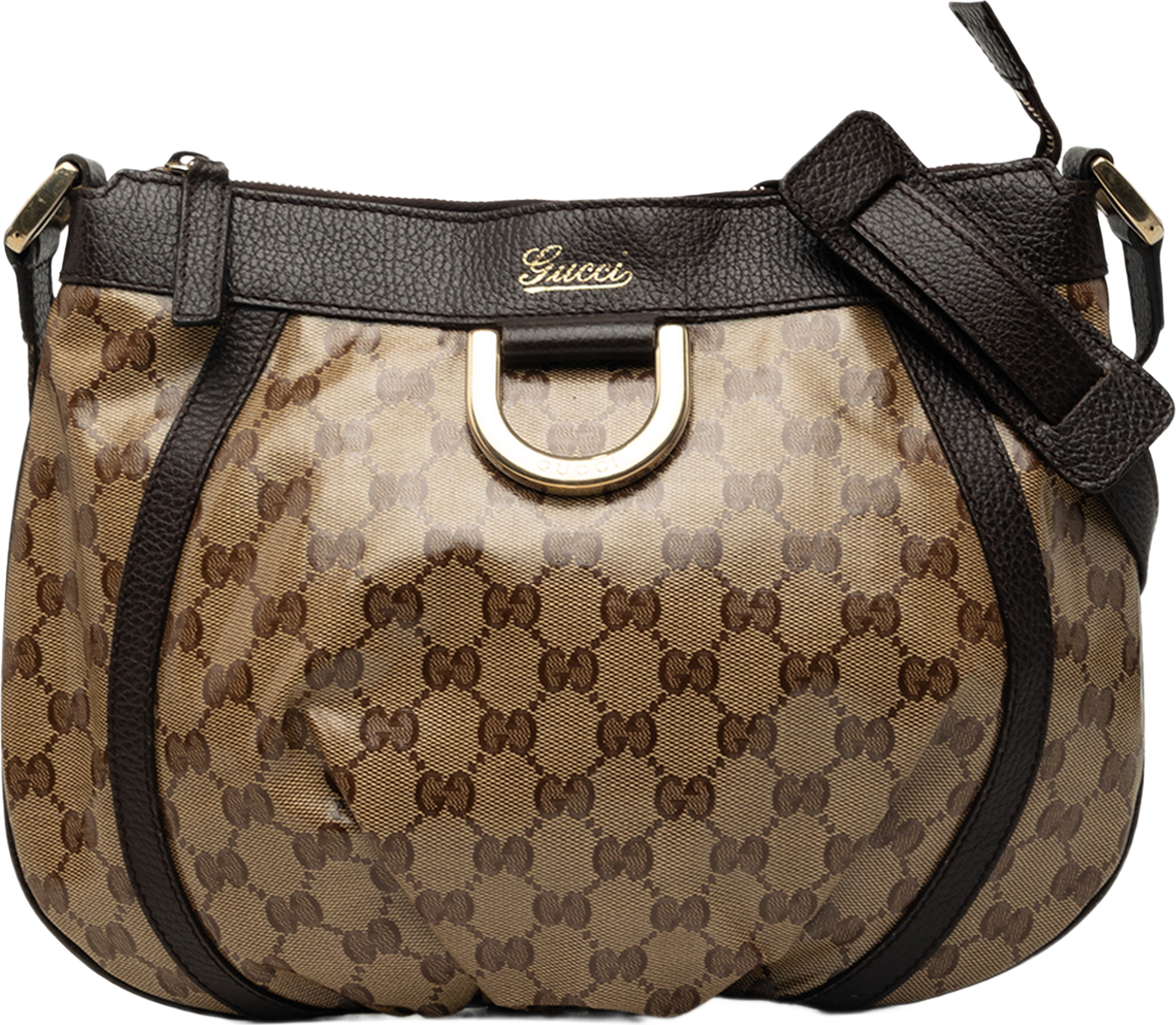 Gucci Gg Crystal Abbey D Ring Crossbody, från Luxclusif, i färgen beige. Klicka för att öppna bilden i stort format