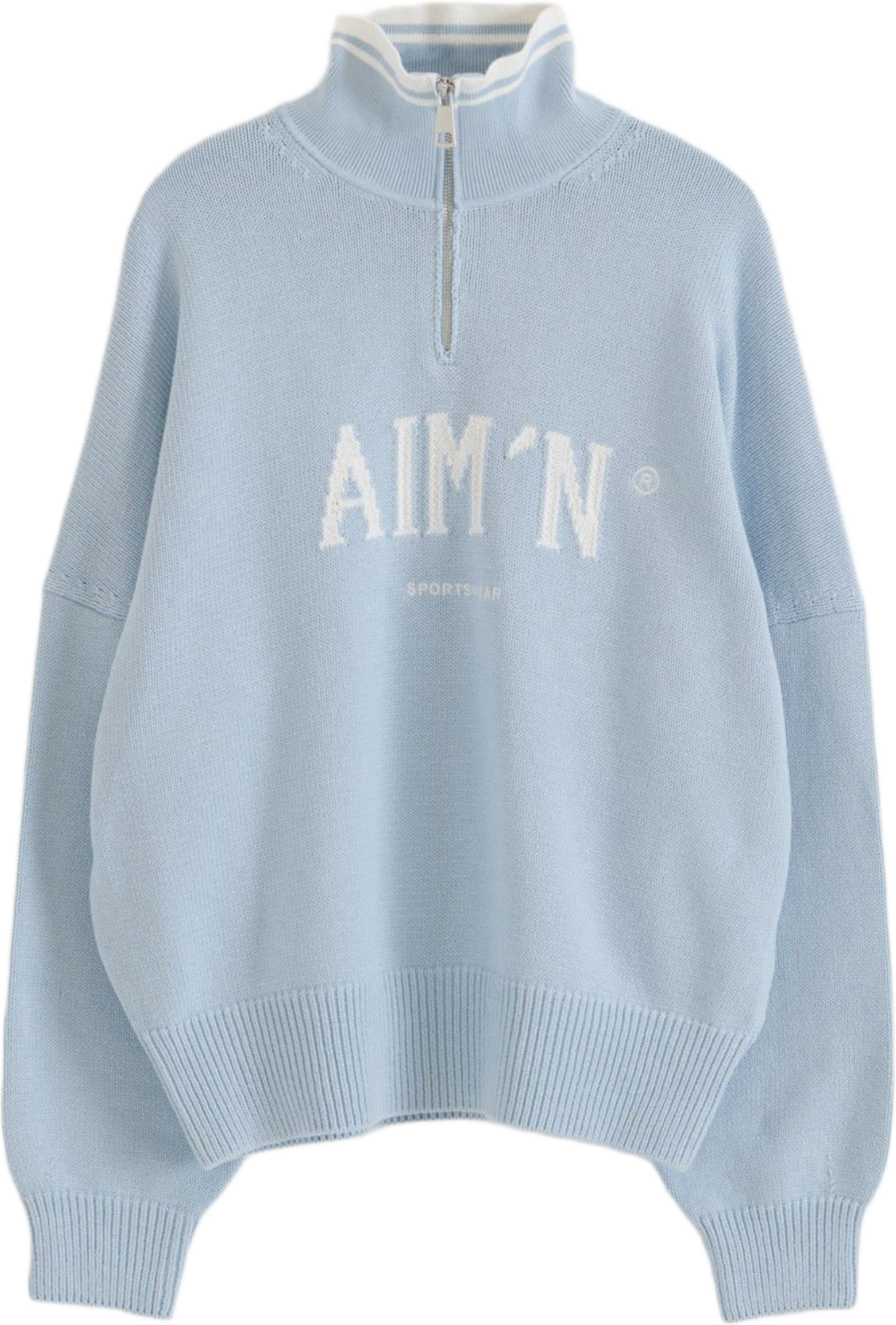College Knitted Half-zip, från aim'n, i färgen aura. Klicka för att öppna bilden i stort format