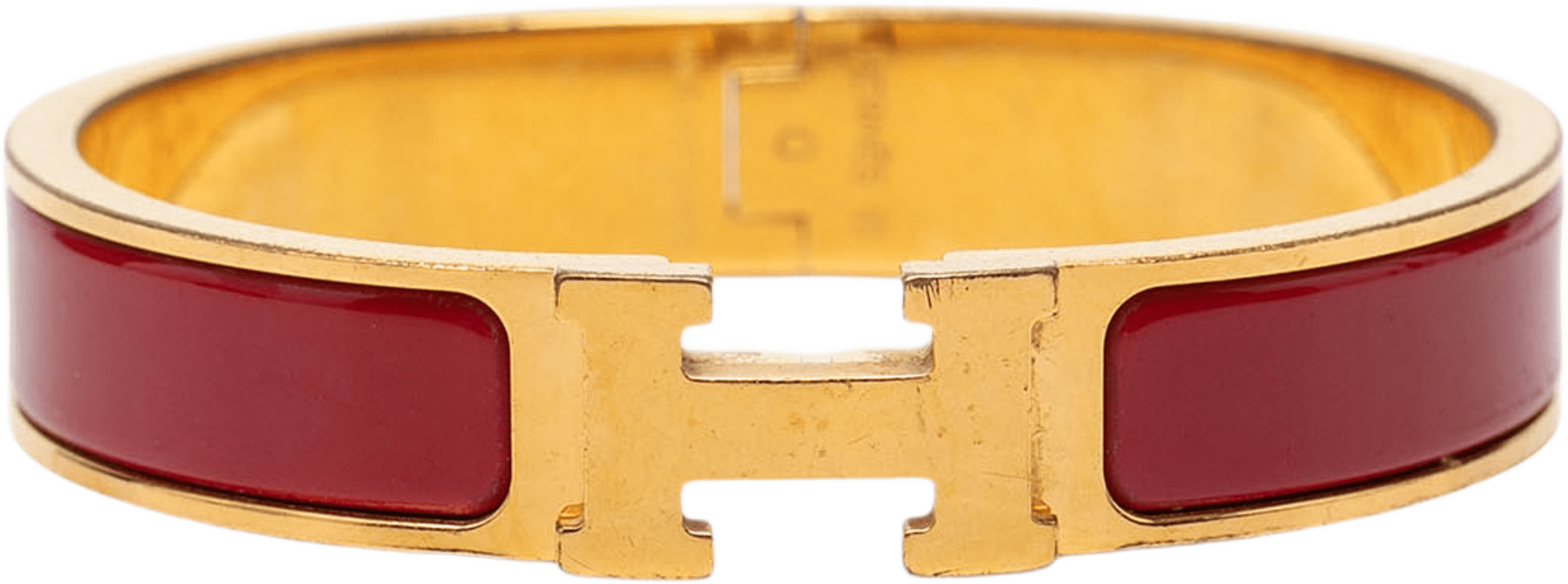 Hermès Narrow Enamel Clic H Bracelet Pm, från Luxclusif, i färgen guld. Klicka för att öppna bilden i stort format