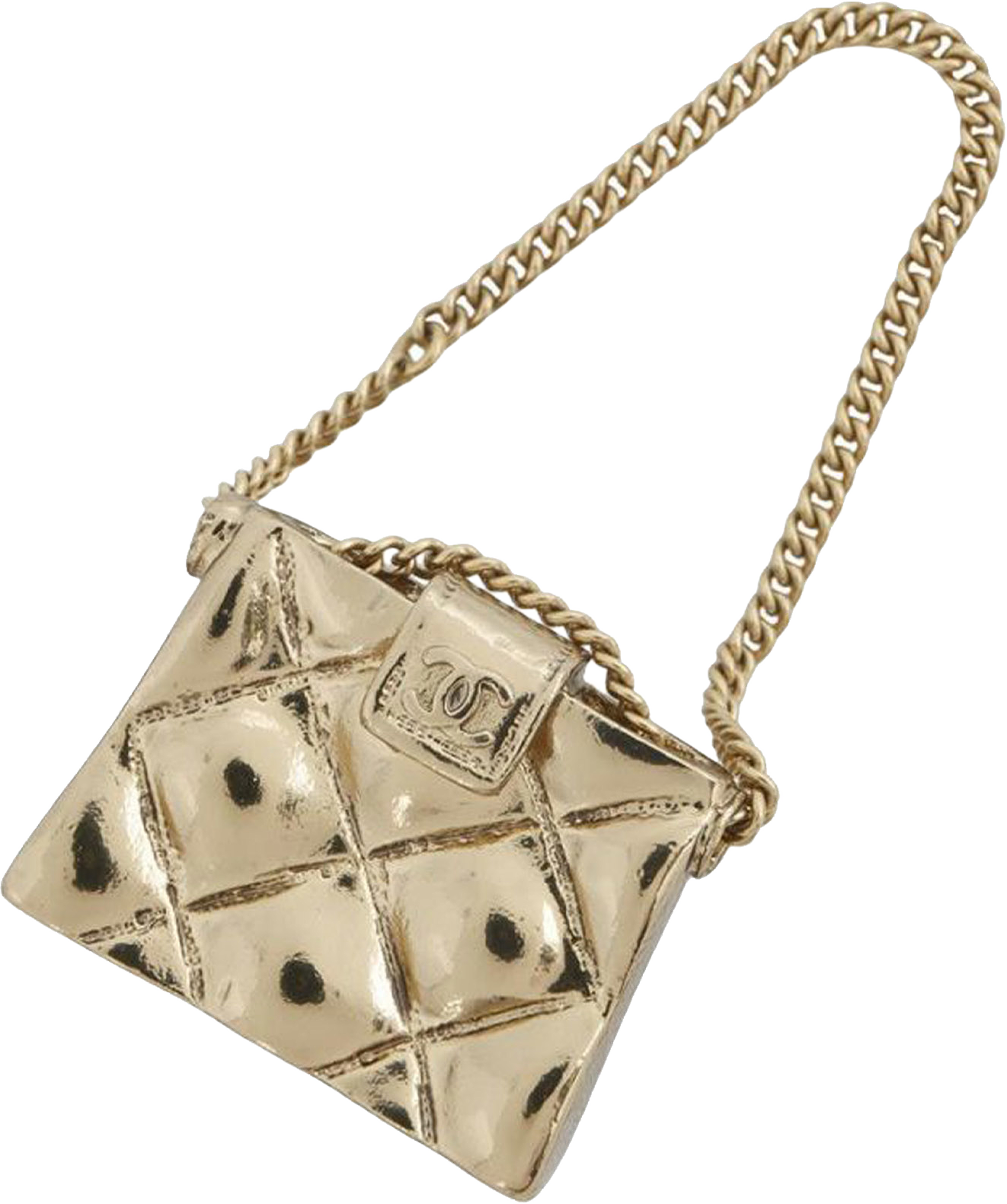 Chanel Cc Gold Plated Quilted Bag Brooch, från Luxclusif, i färgen gold. Klicka för att öppna bilden i stort format