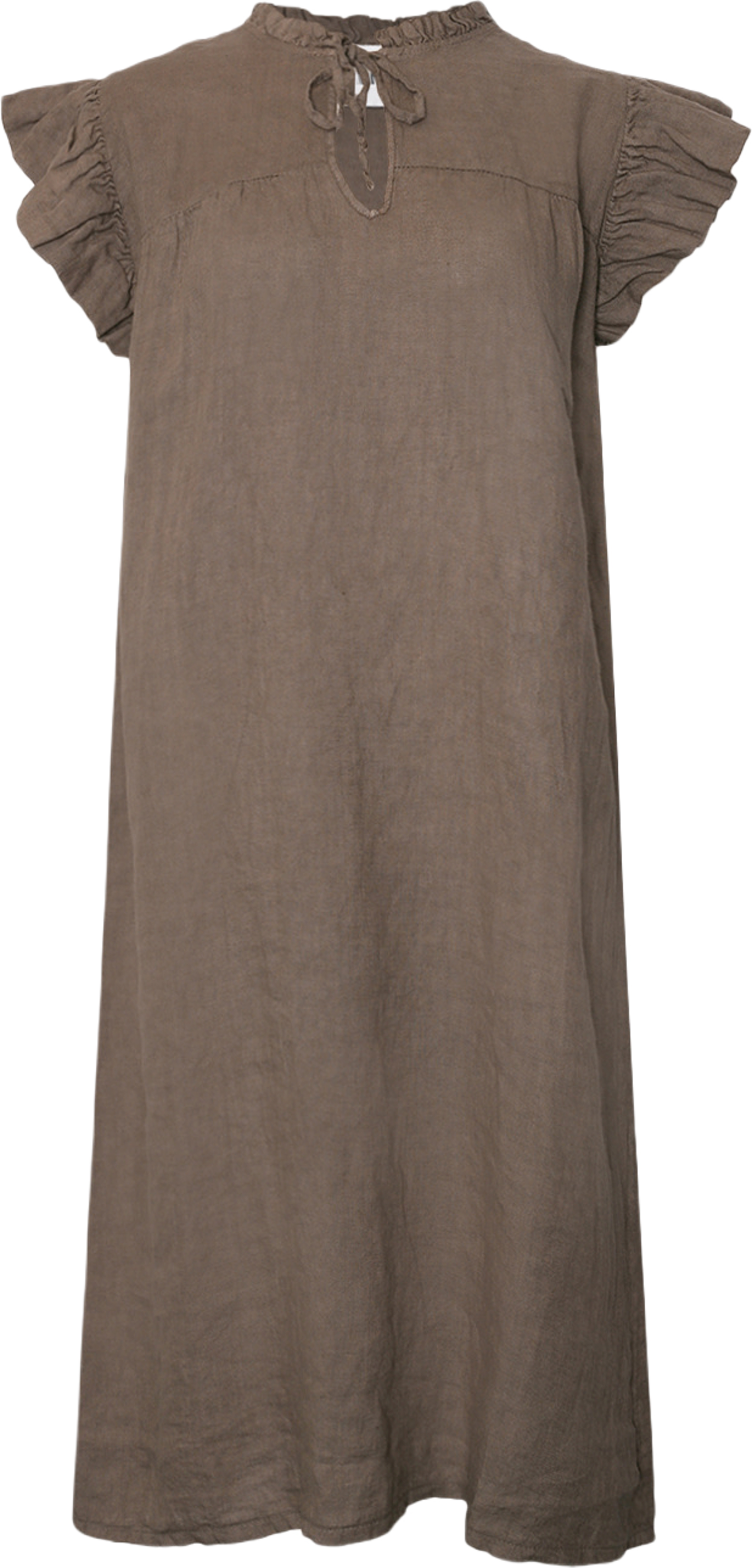 Etta, Frill Dress, Linen - Nougat