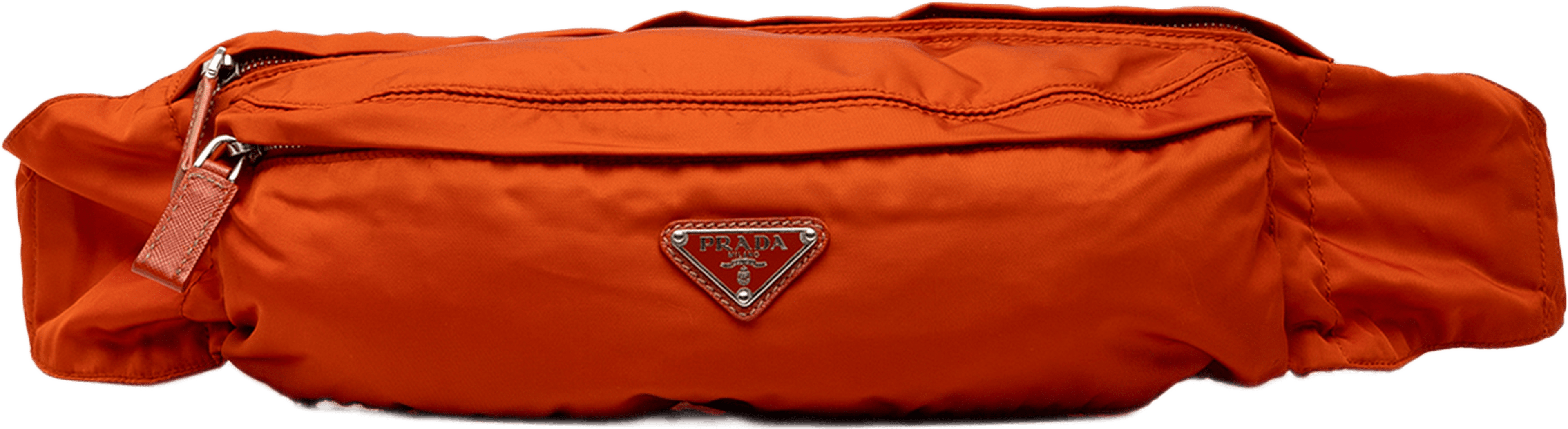 Prada Tessuto Belt Bag, från Luxclusif, i färgen orange. Klicka för att öppna bilden i stort format