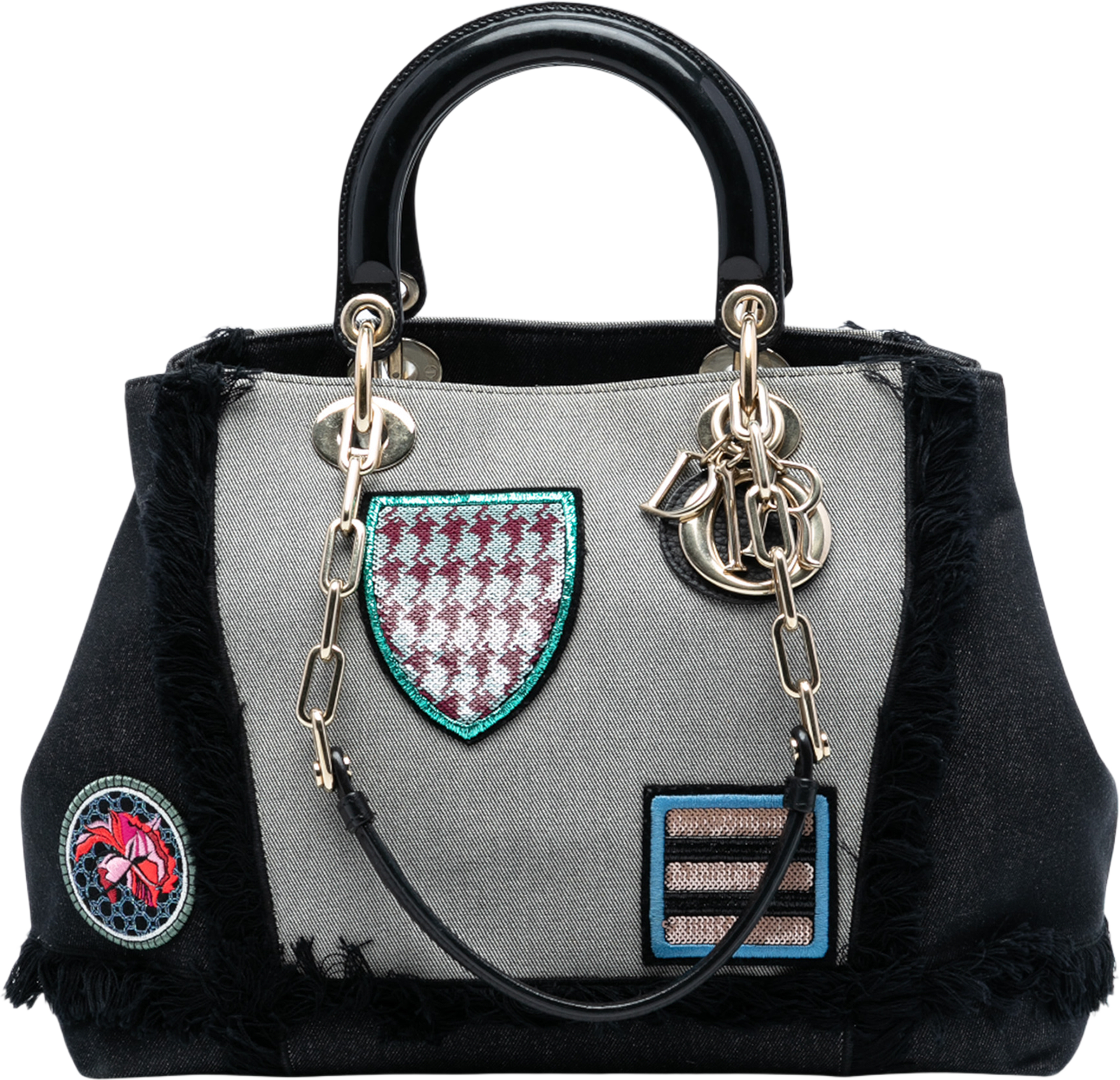 Dior Denim Patch D Light Satchel, från Luxclusif, i färgen black. Klicka för att öppna bilden i stort format