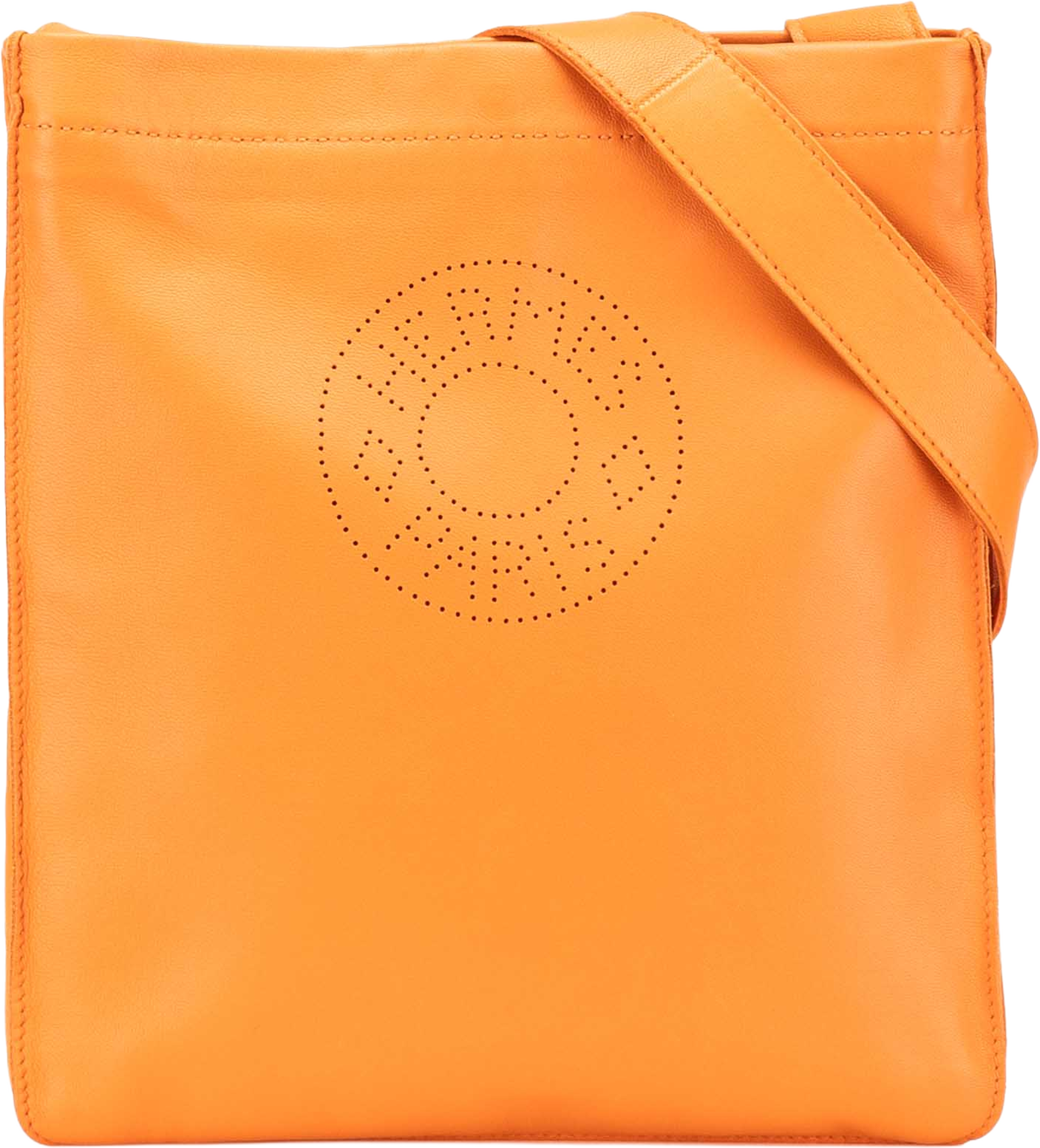Hermès Milo Clou De Selle Crossbody, från Luxclusif, i färgen orange. Klicka för att öppna bilden i stort format