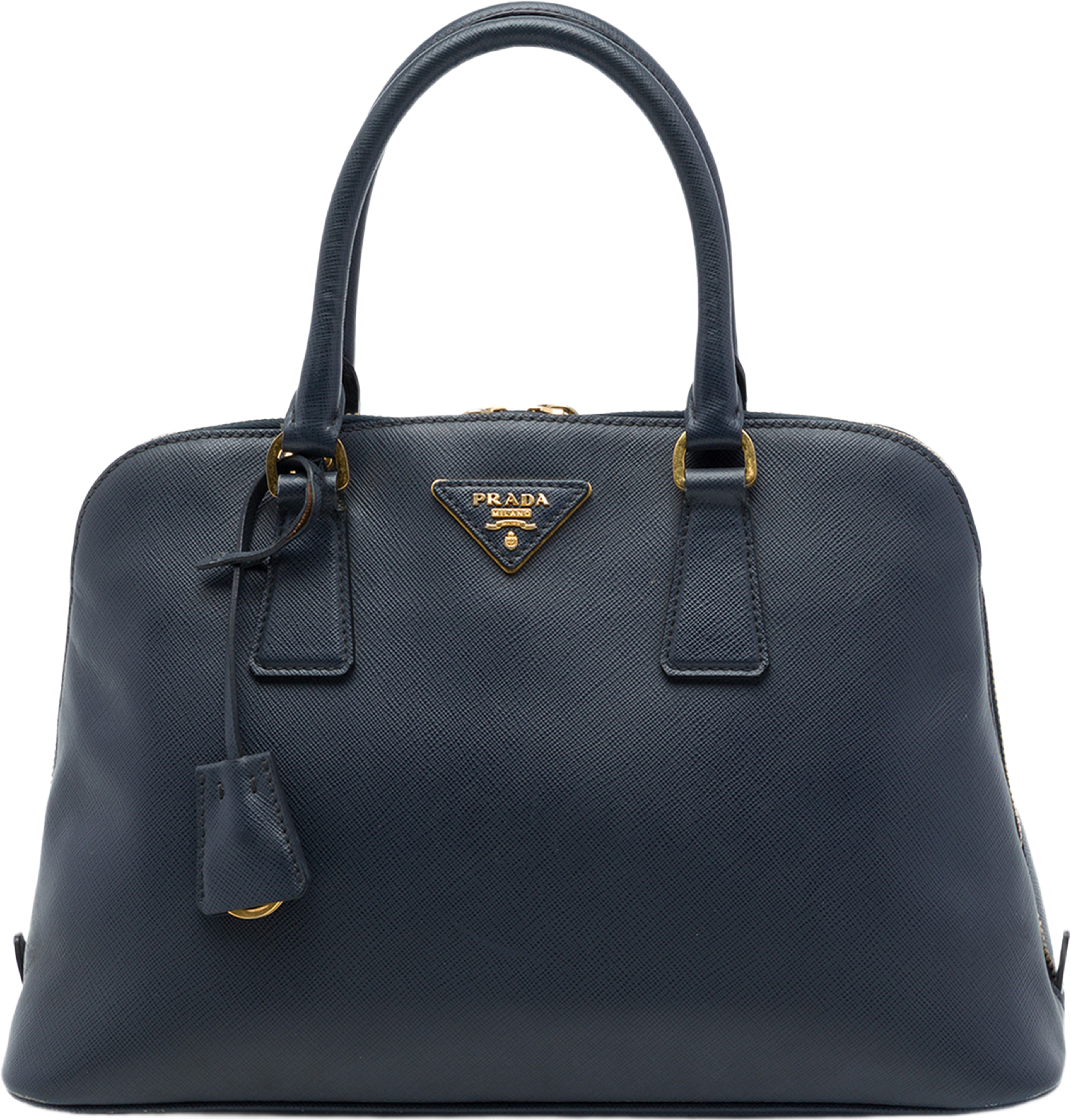 Prada Medium Saffiano Lux Promenade Satchel, från Luxclusif, i färgen blå. Klicka för att öppna bilden i stort format