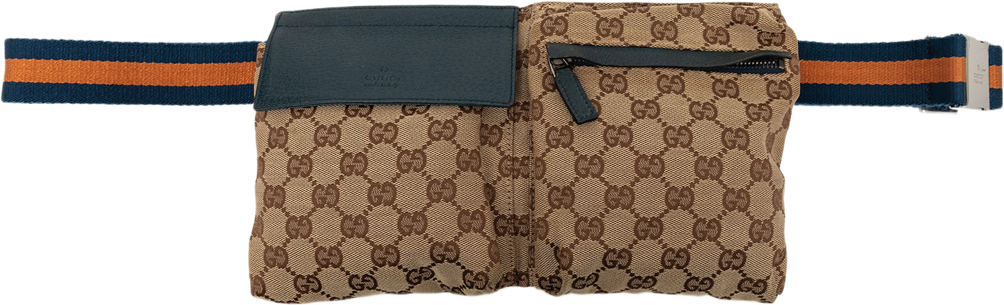 Gucci Gg Canvas Web Double Pocket Belt Bag, från Luxclusif, i färgen beige. Klicka för att öppna bilden i stort format