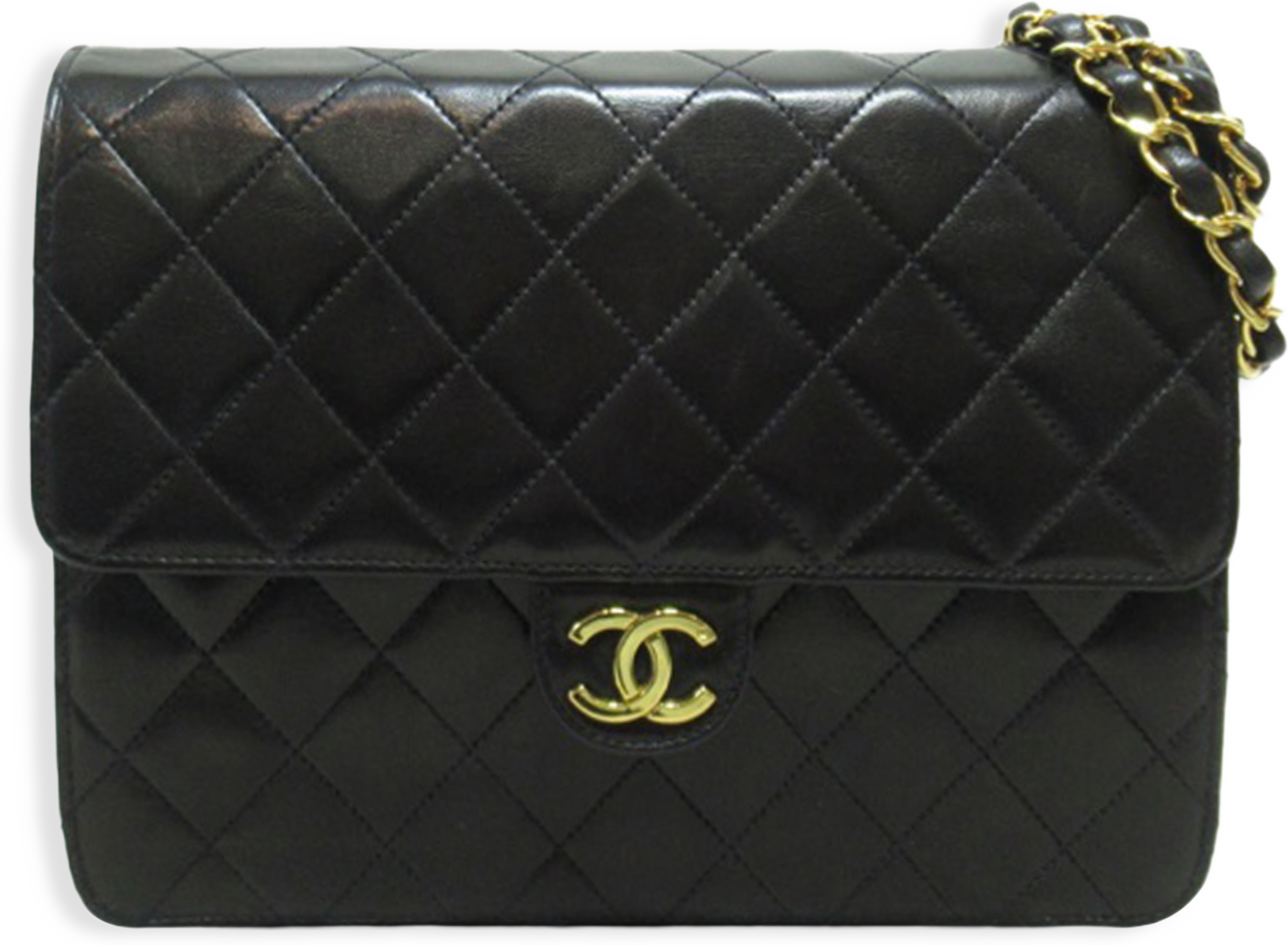 Chanel Cc Quilted Lambskin Chain Flap