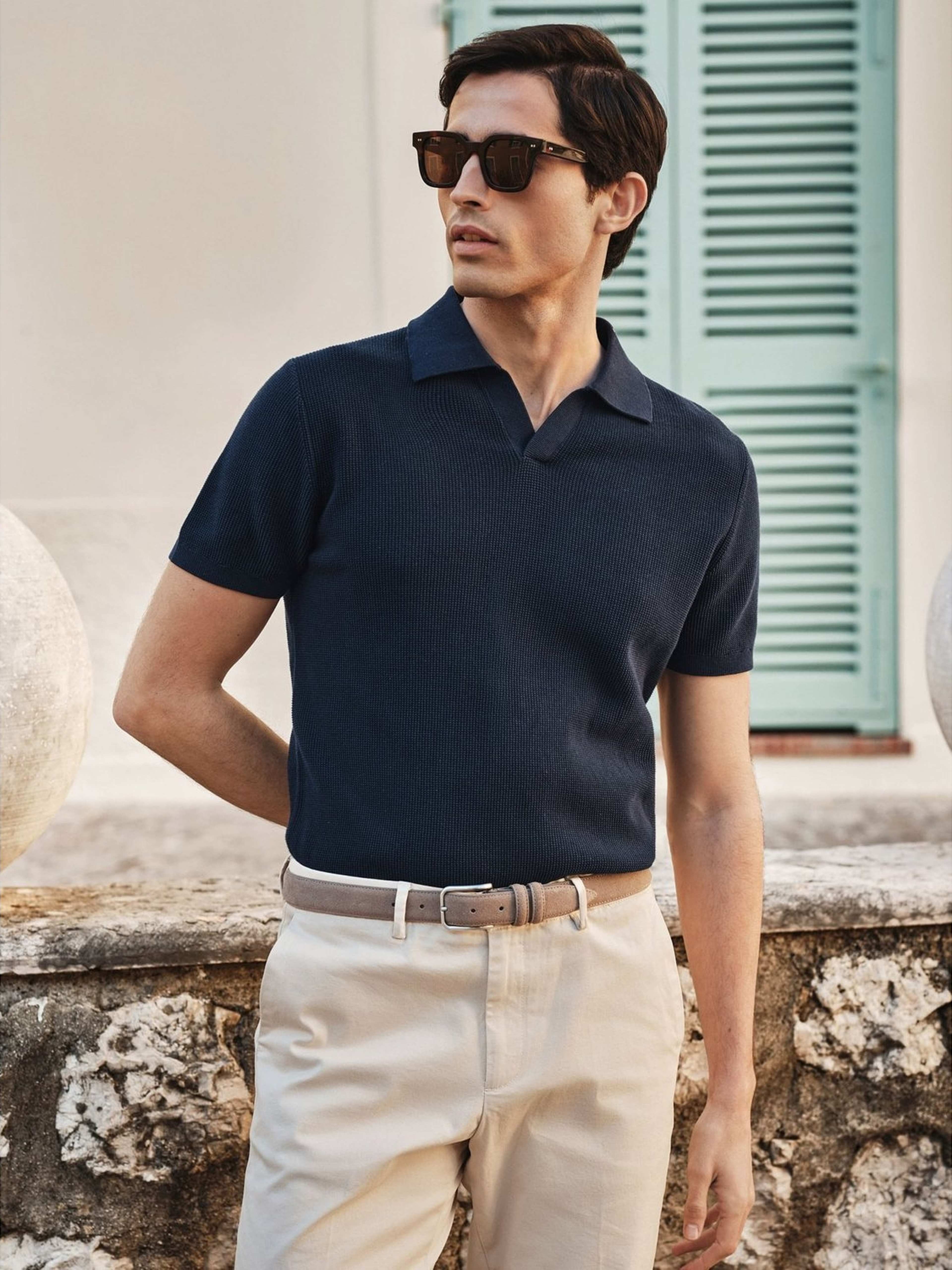 Cotton Texture Knitted Ss Polo Sweater (pascal)
