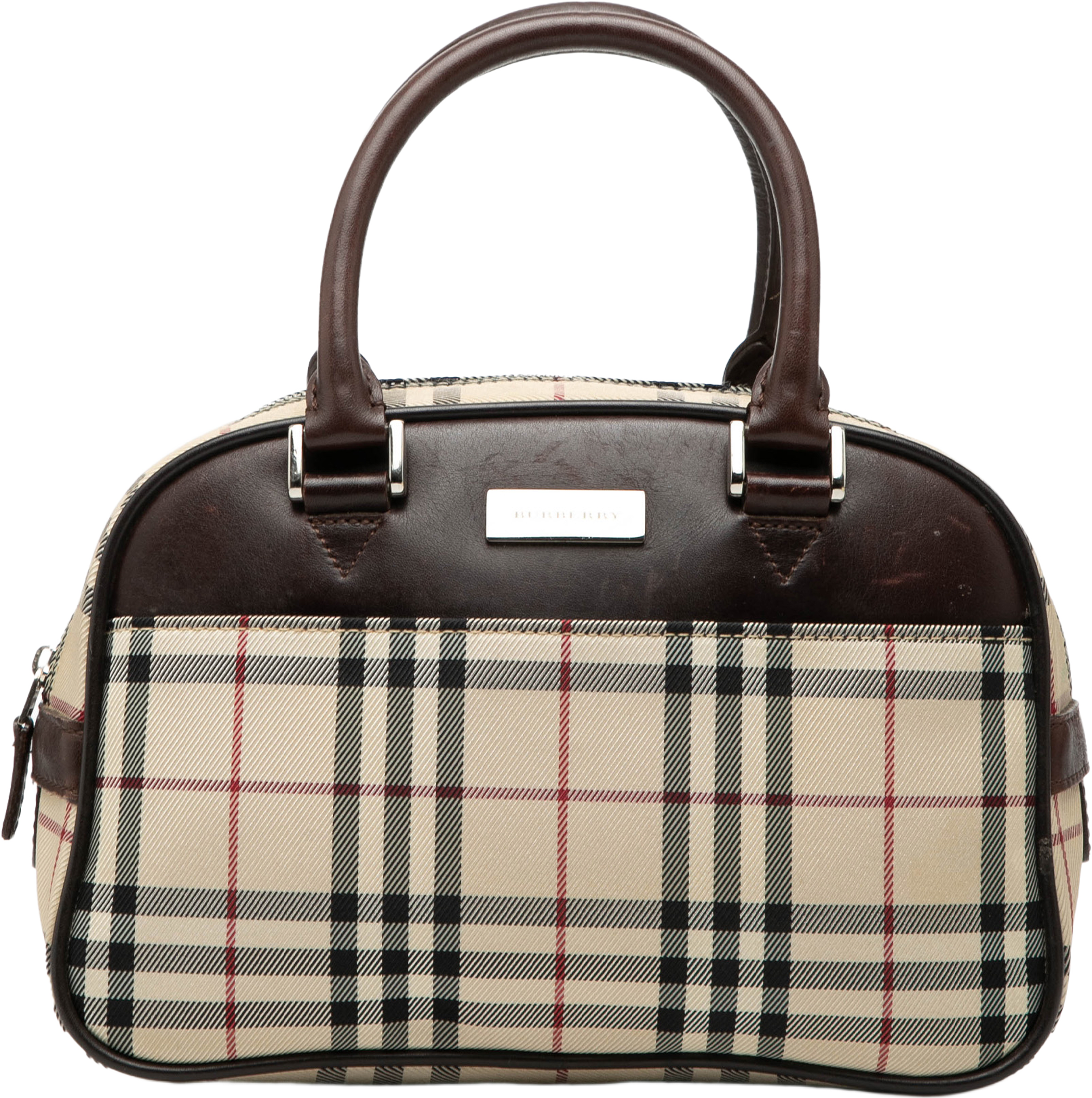 Burberry House Check Canvas Handbag, från Luxclusif, i färgen beige. Klicka för att öppna bilden i stort format