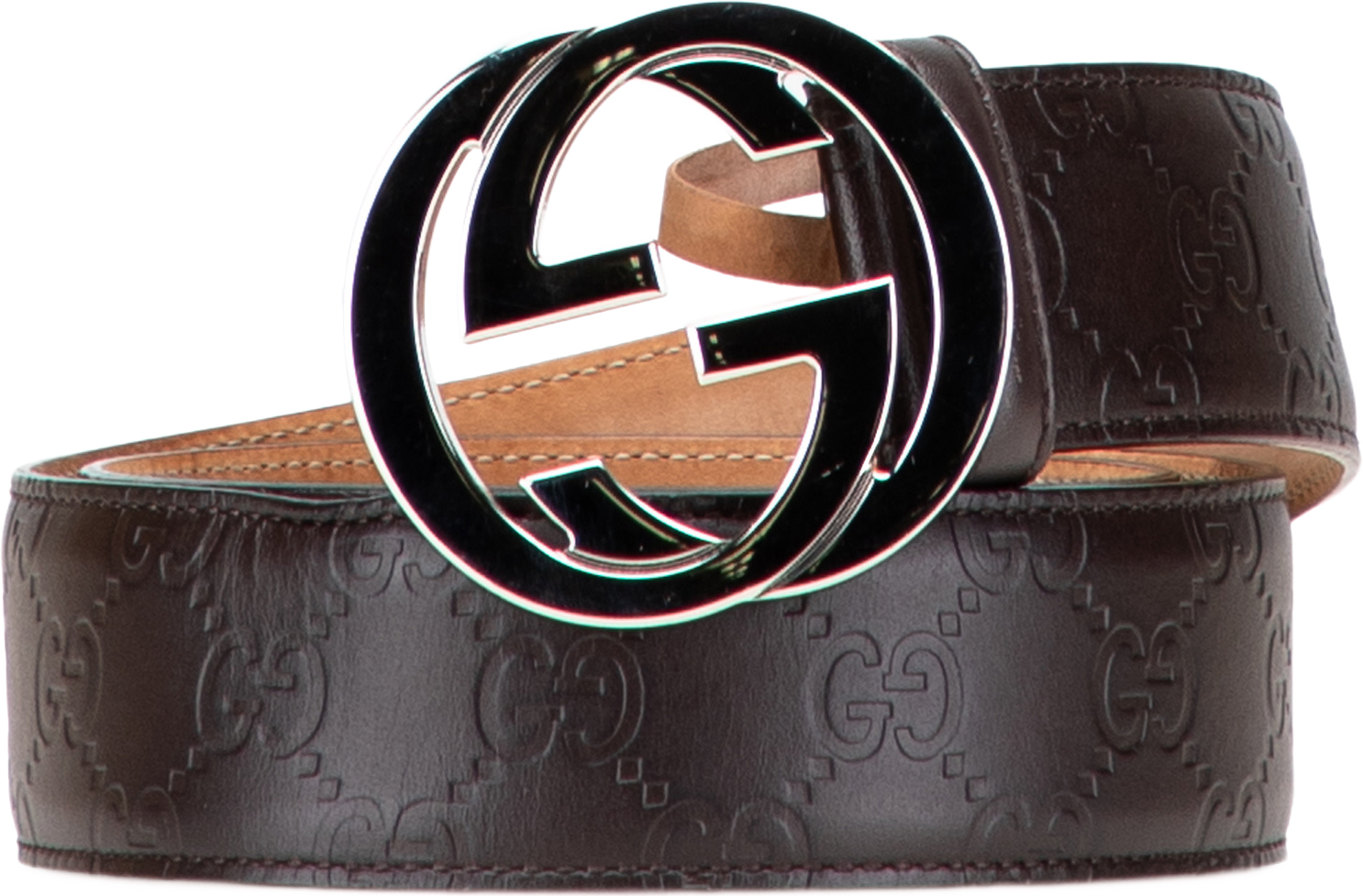 Gucci Guccissima Interlocking G Belt, från Luxclusif, i färgen dark brown. Klicka för att öppna bilden i stort format