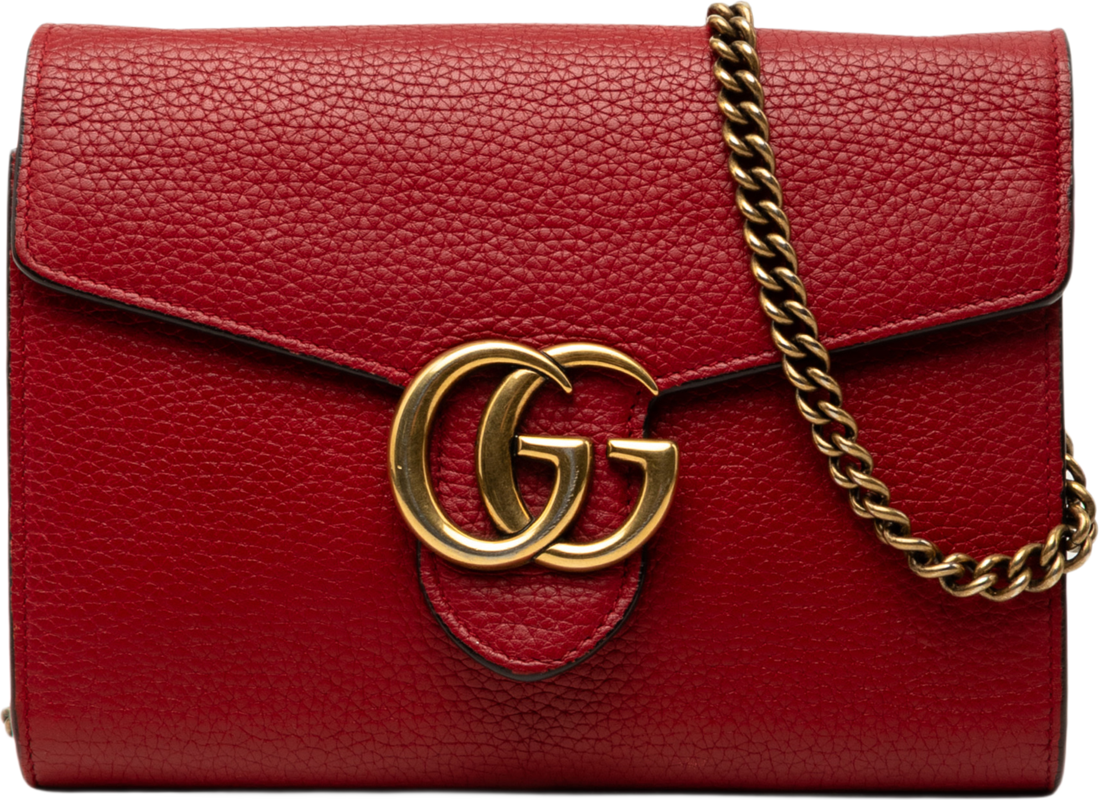 Gucci Gg Marmont Calfskin Wallet On Chain, från Luxclusif, i färgen röd. Klicka för att öppna bilden i stort format