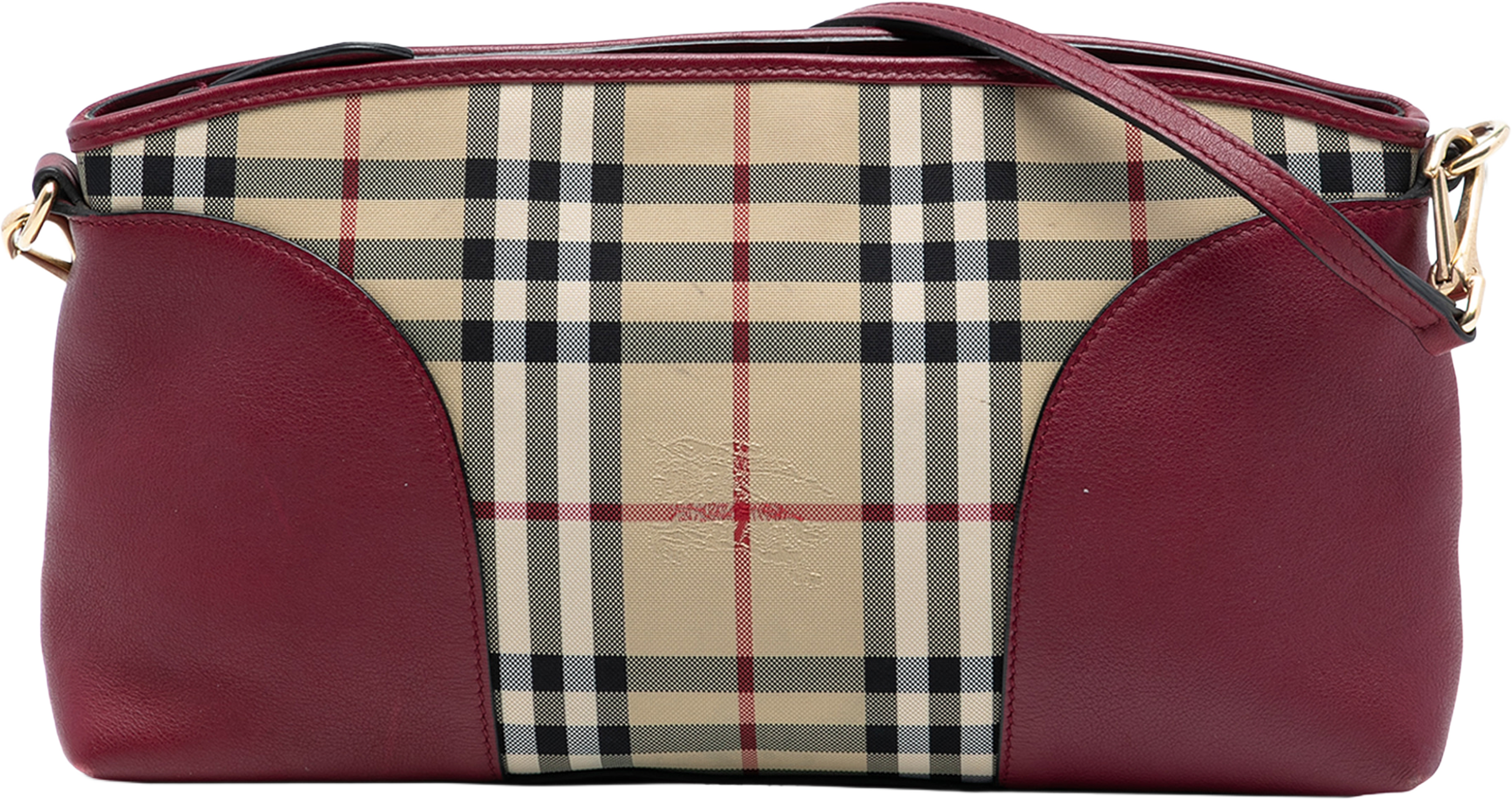 Burberry Haymarket Check Coated Canvas Chichester Crossbody, från Luxclusif, i färgen beige. Klicka för att öppna bilden i stort format