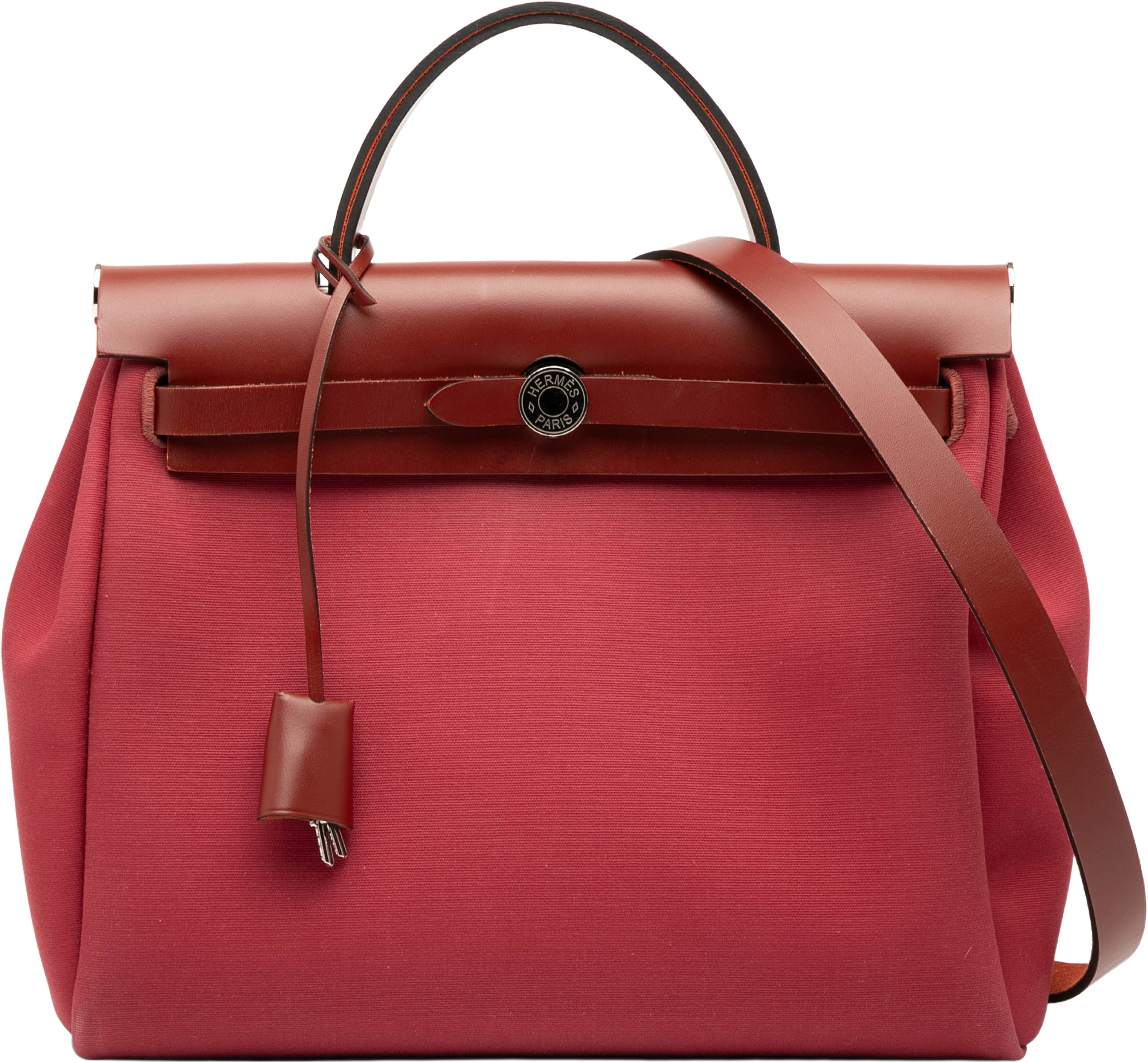 Hermès Toile Herbag Zip Retourne Verso 31, från Luxclusif, i färgen dark red. Klicka för att öppna bilden i stort format