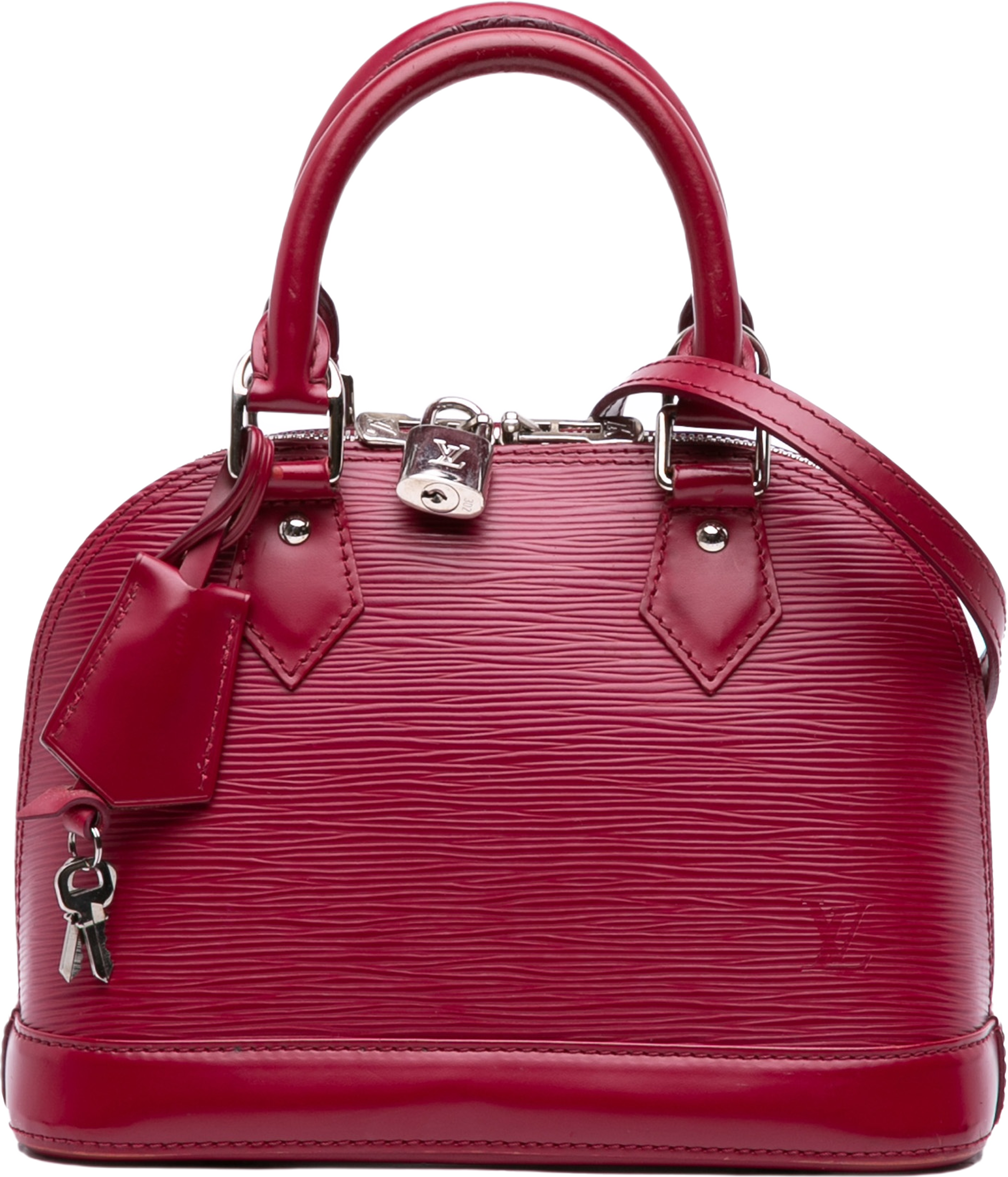 Louis Vuitton Epi Alma Bb, från Luxclusif, i färgen dark pink.