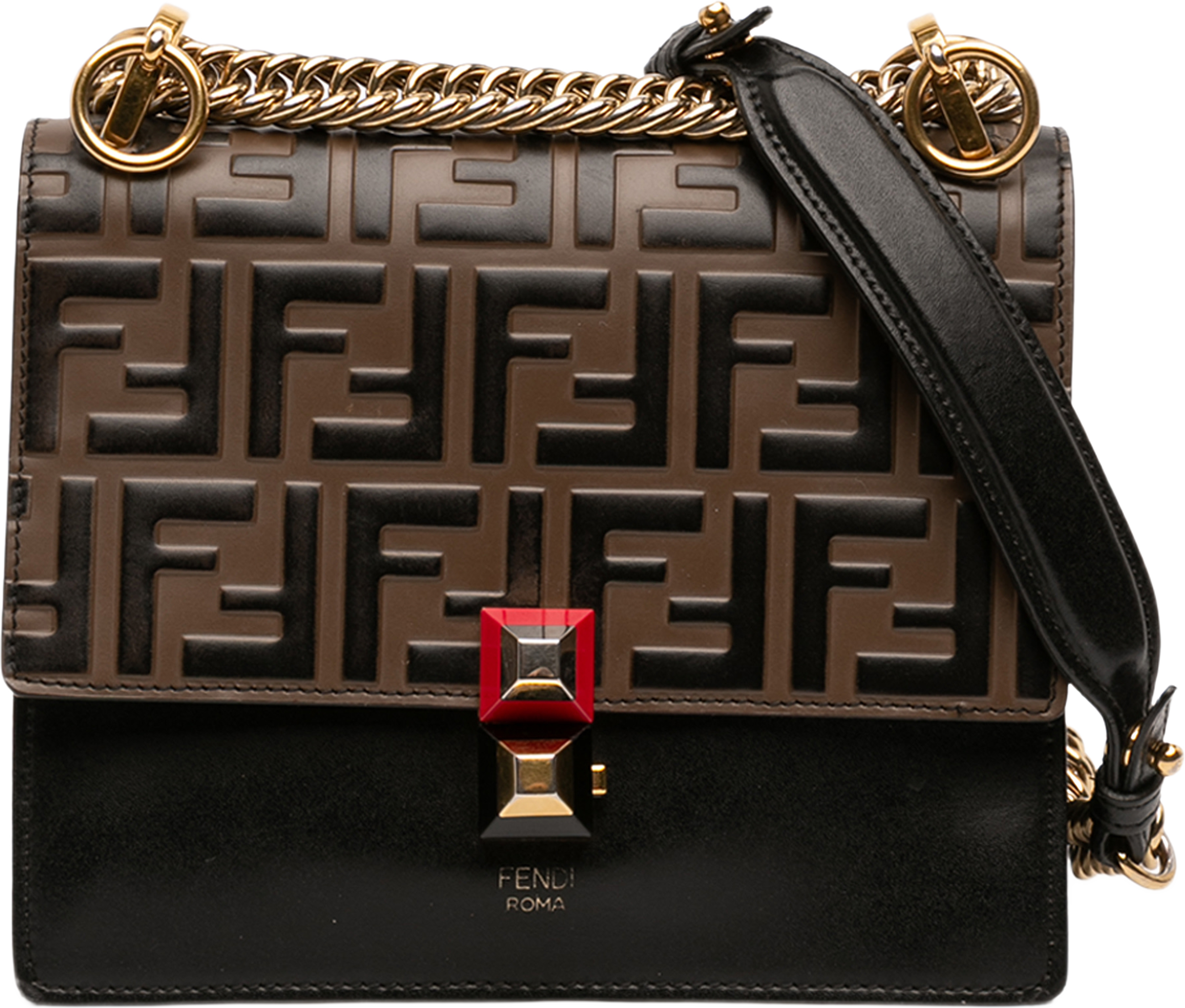 Fendi Small Zucca Embossed Leather Kan I Crossbody, från Luxclusif, i färgen brown. Klicka för att öppna bilden i stort format