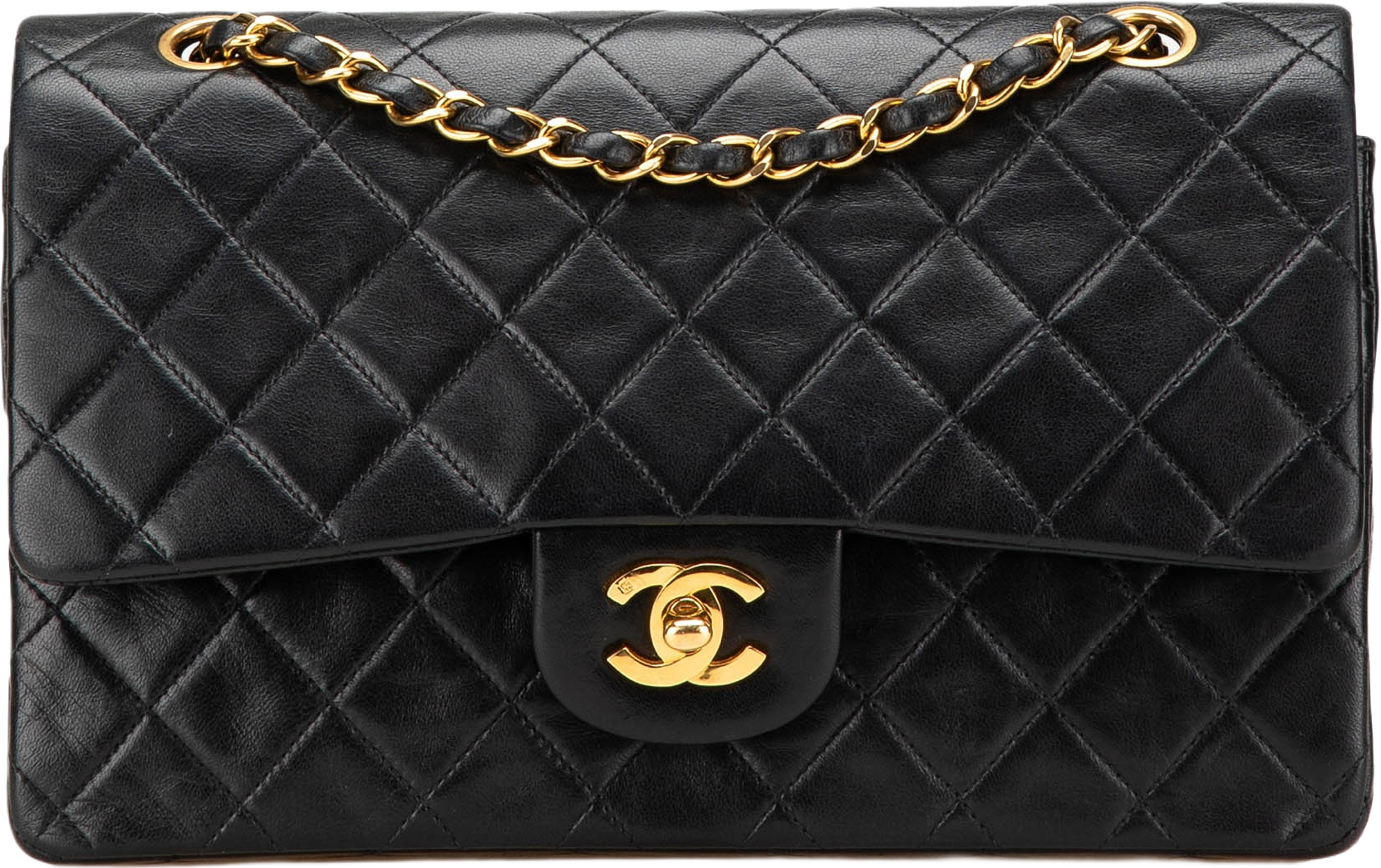 Chanel Medium Classic Lambskin Double Flap, från Luxclusif, i färgen black.