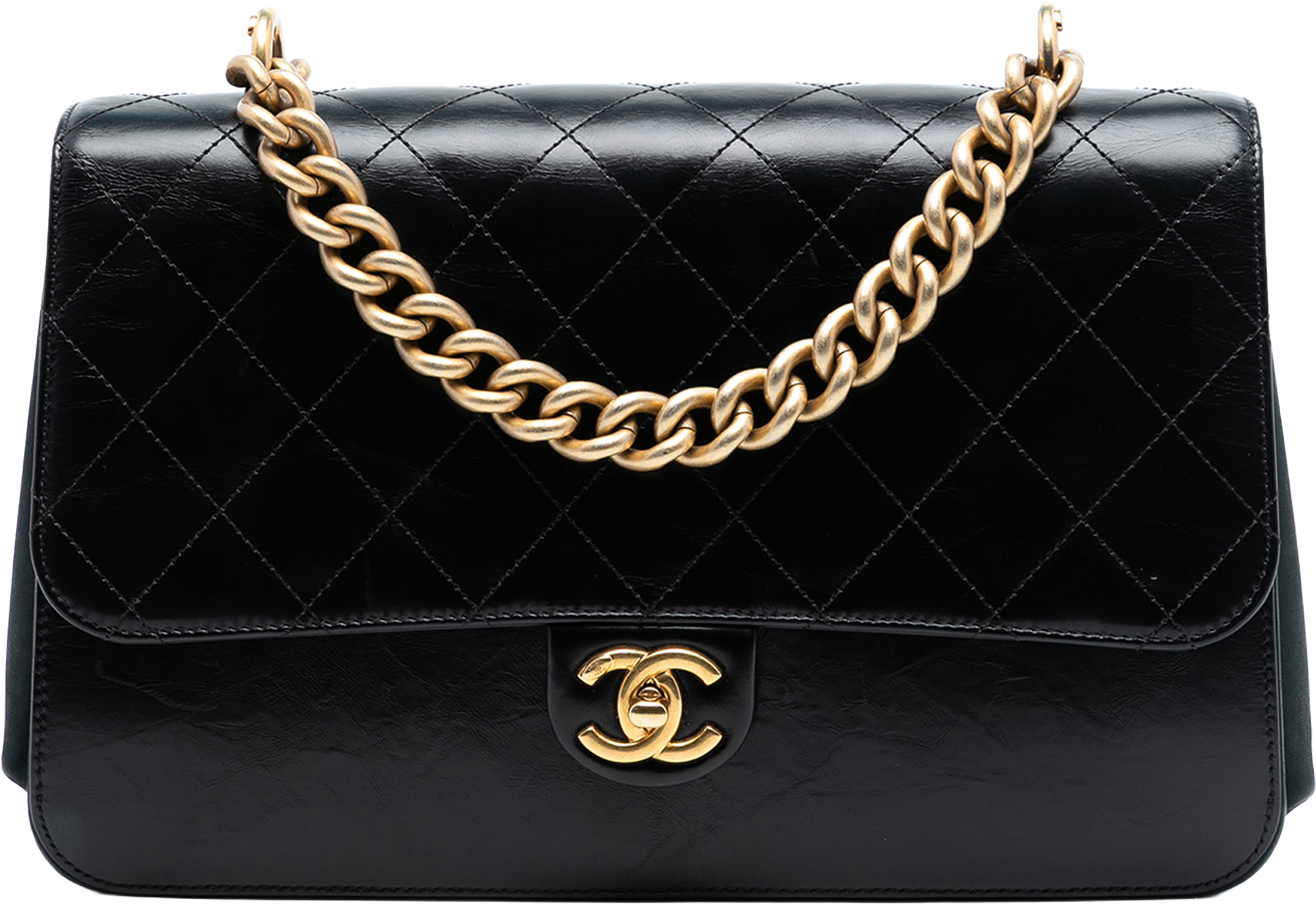 Chanel Paris Cosmopolite Aged Calfskin Straight Lined Flap, från Luxclusif, i färgen black. Klicka för att öppna bilden i stort format