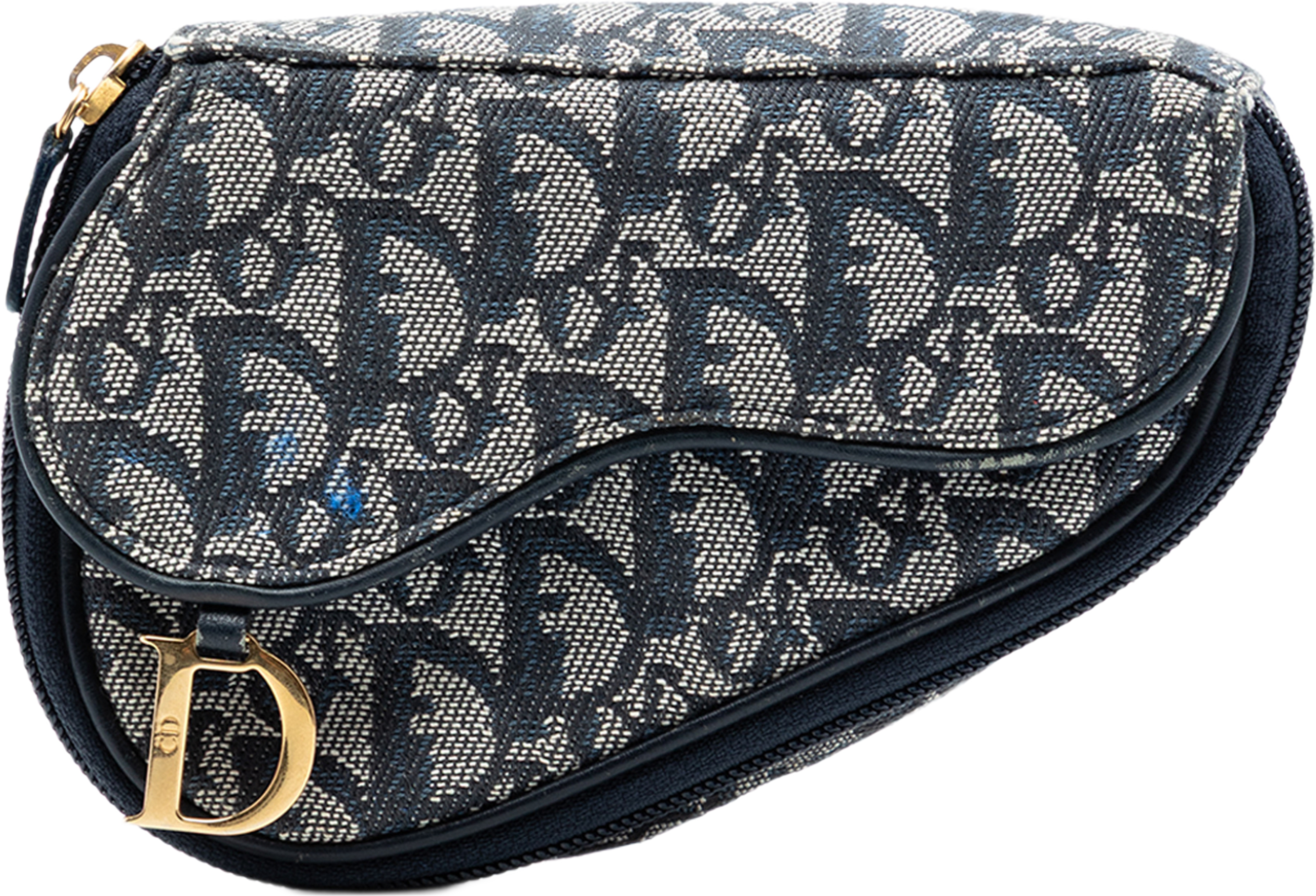 Dior Diorissimo Canvas Saddle Pouch, från Luxclusif, i färgen blå. Klicka för att öppna bilden i stort format