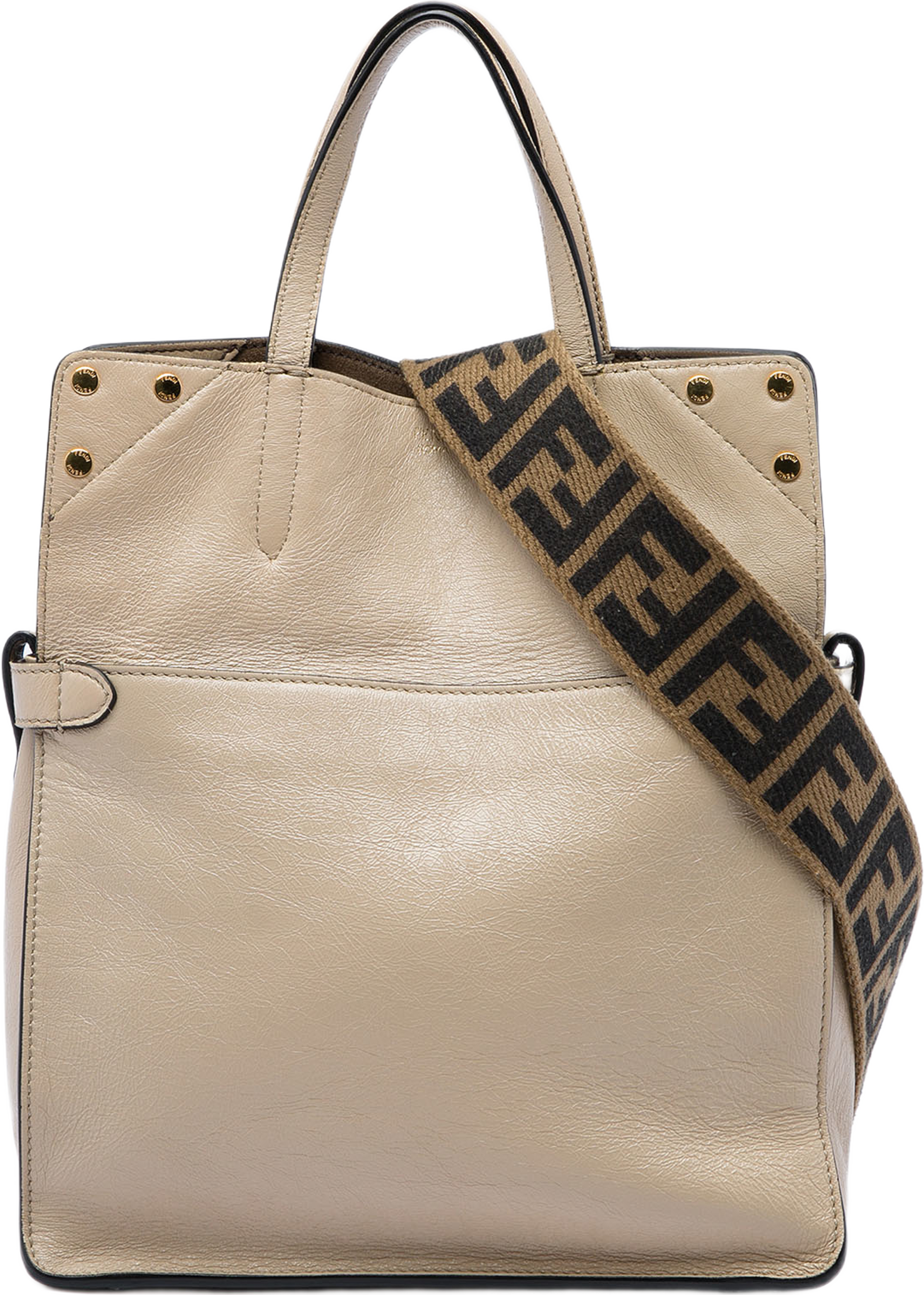 Fendi Vitello Grace And Suede Flip Satchel, från Luxclusif, i färgen beige. Klicka för att öppna bilden i stort format