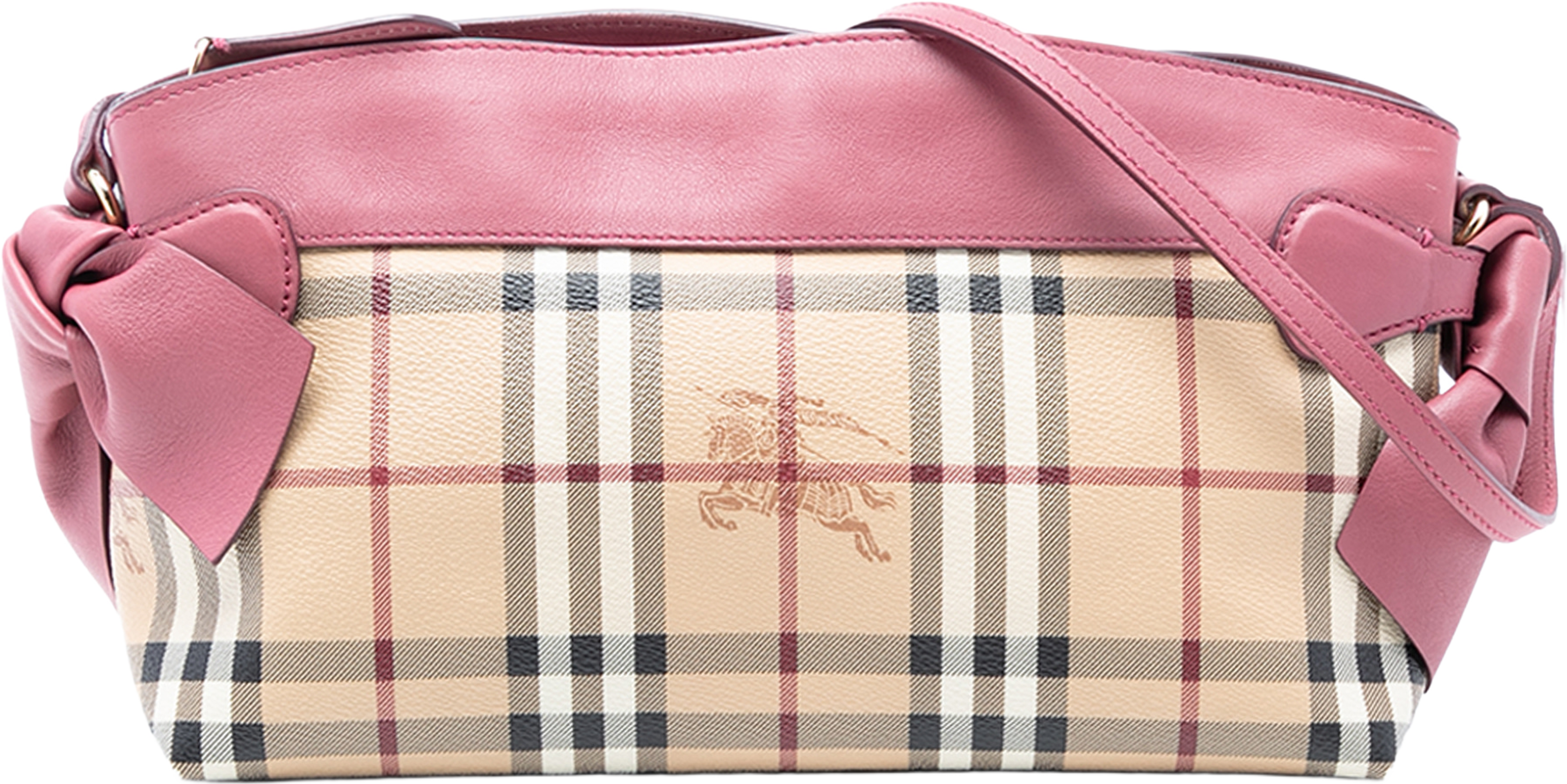 Burberry Haymarket Check Coated Canvas Bow Tie Crossbody, från Luxclusif, i färgen beige. Klicka för att öppna bilden i stort format