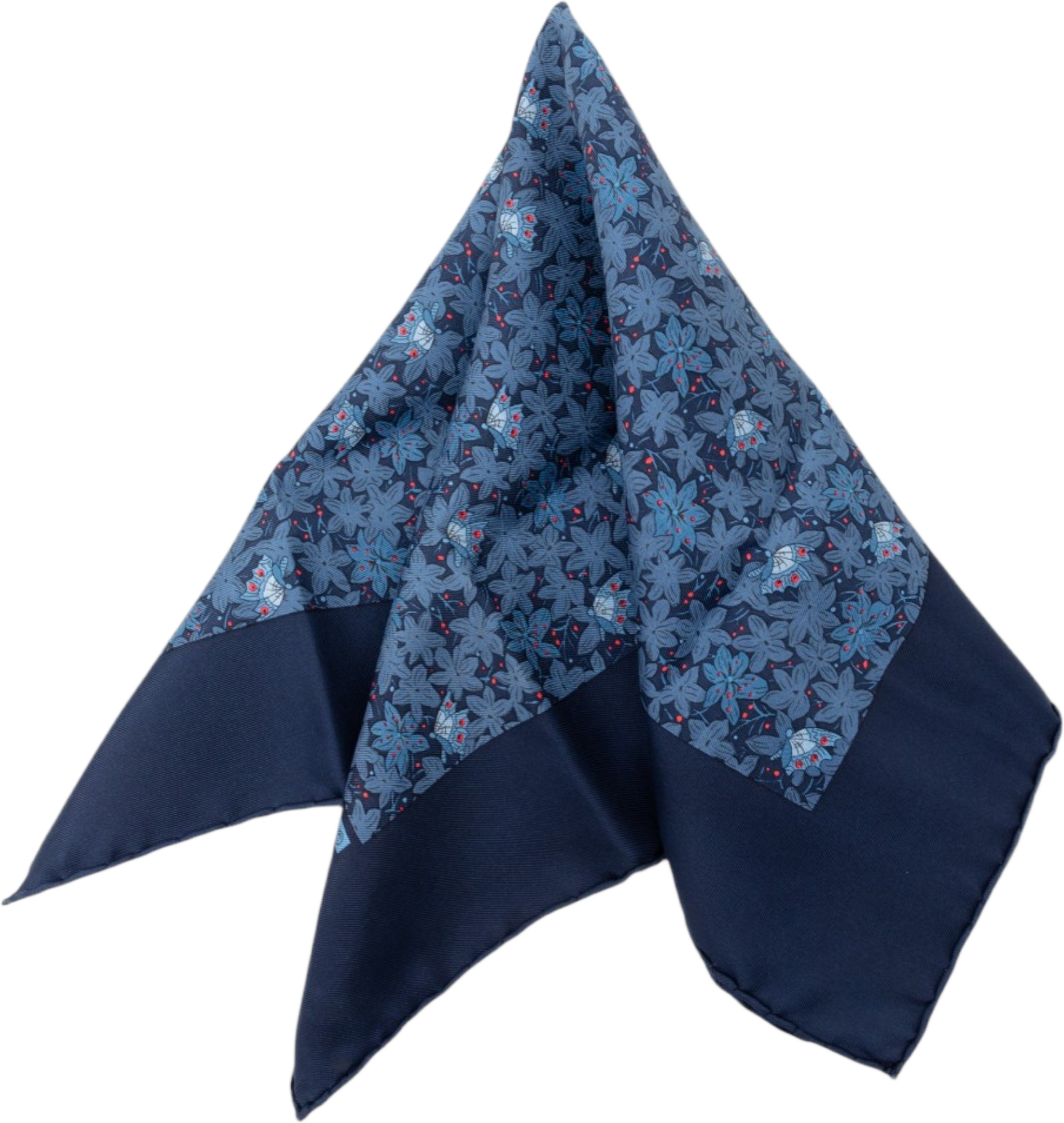Hermès Flower And Butterfly Silk Scarf 90, från Luxclusif, i färgen blå. Klicka för att öppna bilden i stort format