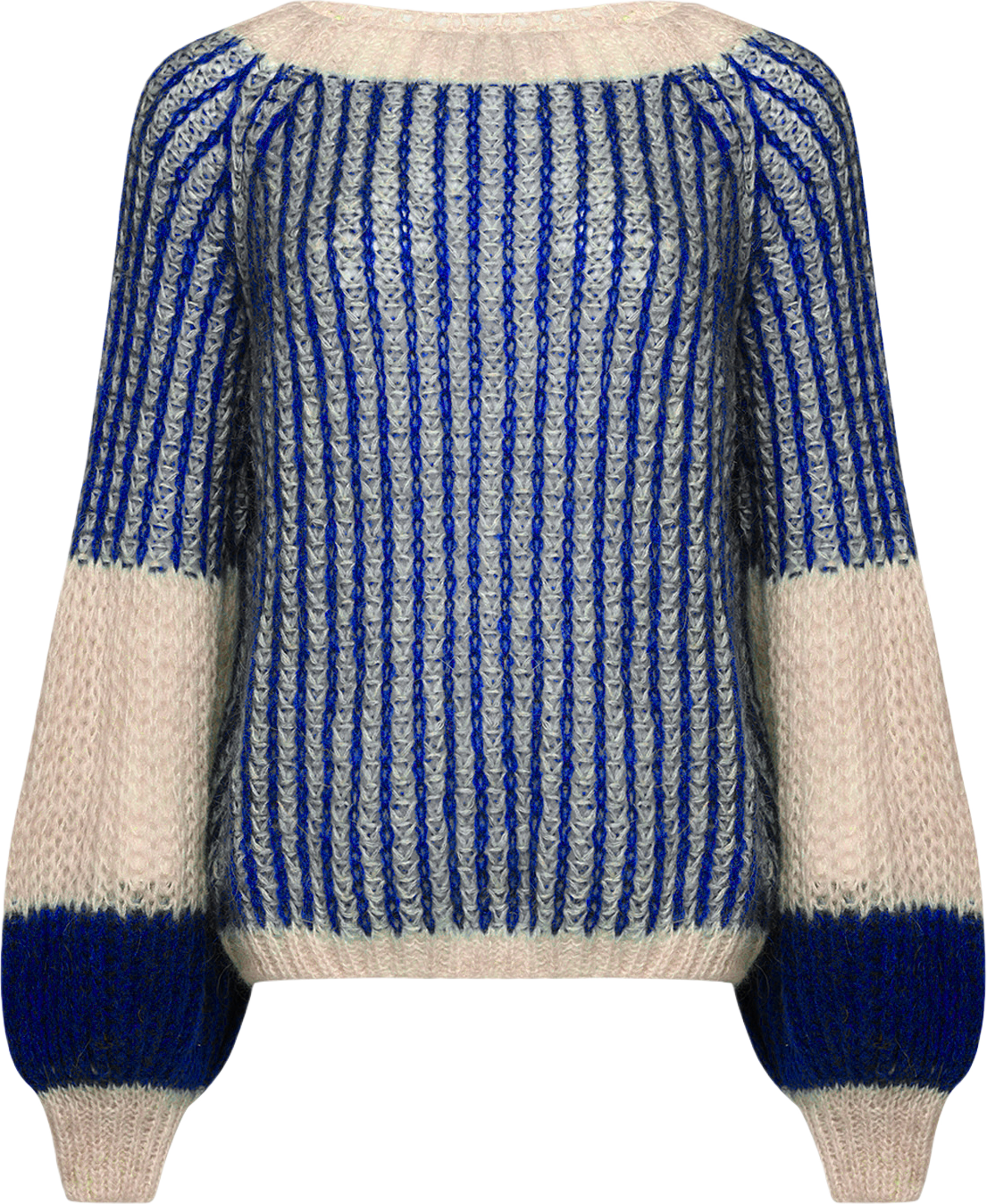 Liana Knit Sweater - Cream/cobalt Blue