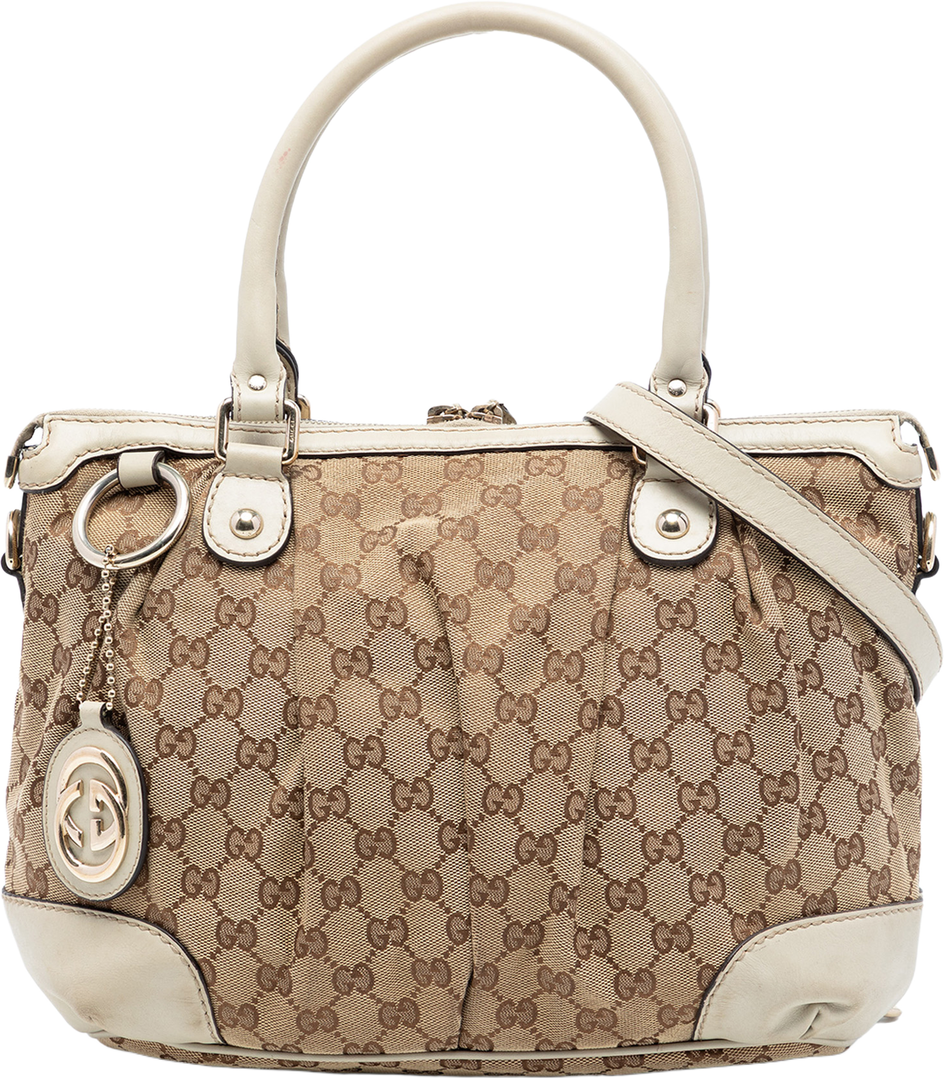 Gucci Gg Canvas Sukey Satchel, från Luxclusif, i färgen beige. Klicka för att öppna bilden i stort format