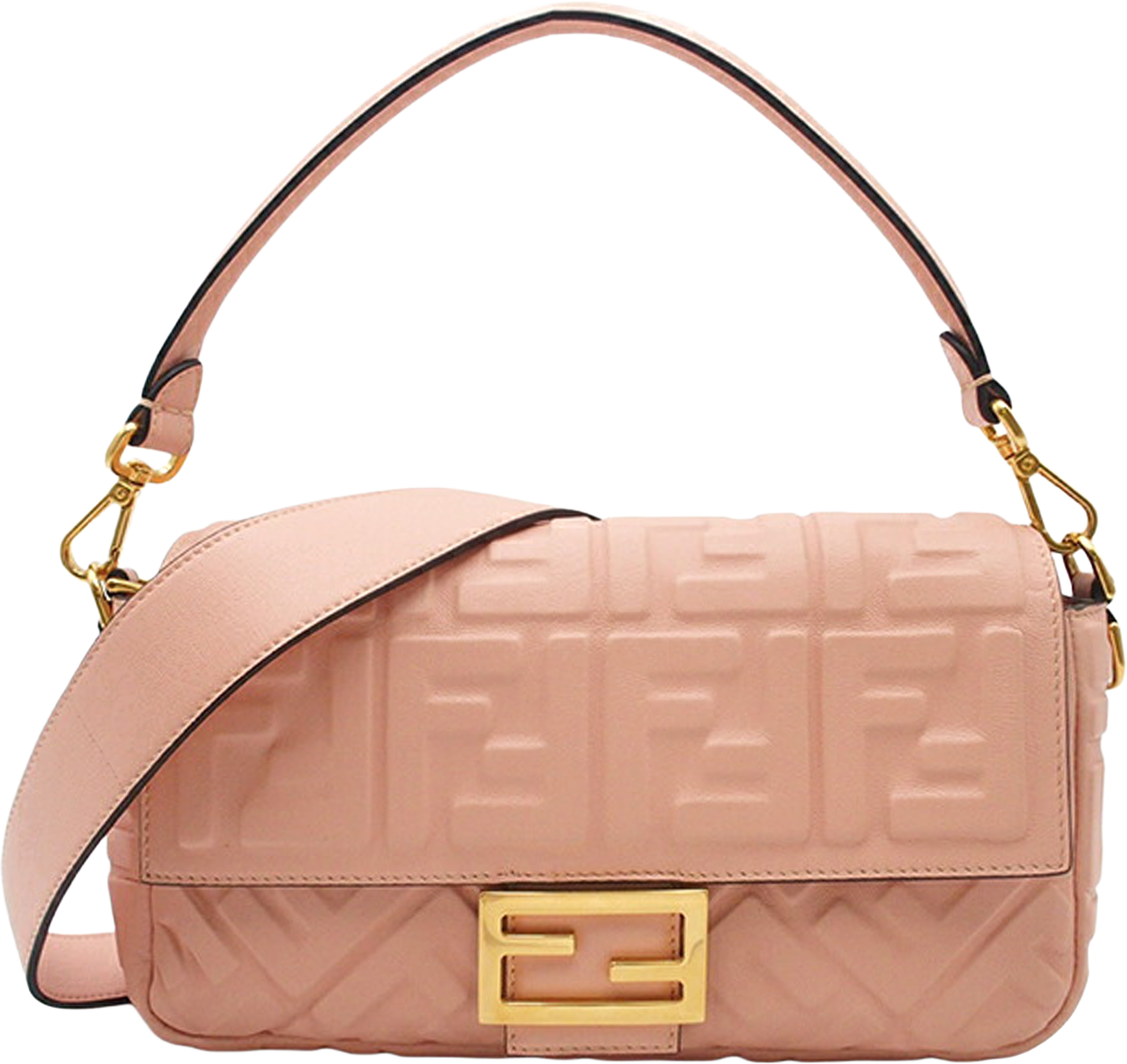 Fendi Zucca Embossed Leather Baguette Satchel, från Luxclusif, i färgen light pink. Klicka för att öppna bilden i stort format