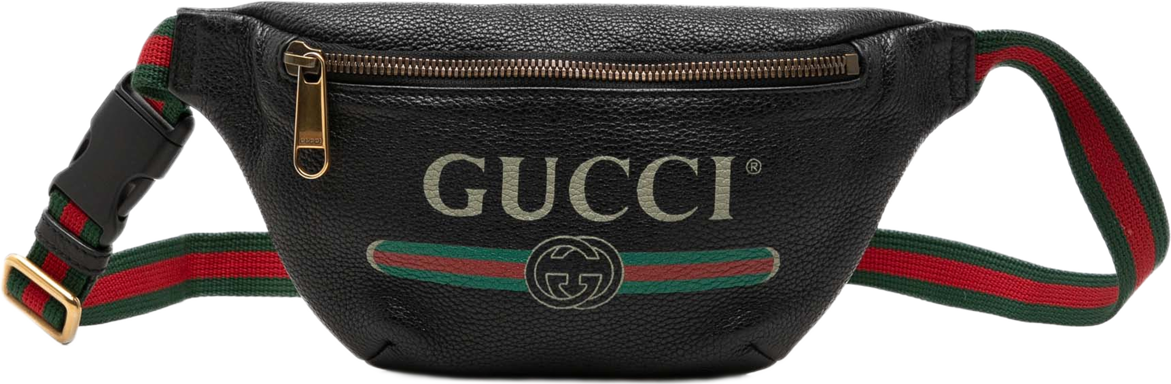 Gucci Small Grained Calfskin Web Logo Belt Bag, från Luxclusif, i färgen svart. Klicka för att öppna bilden i stort format
