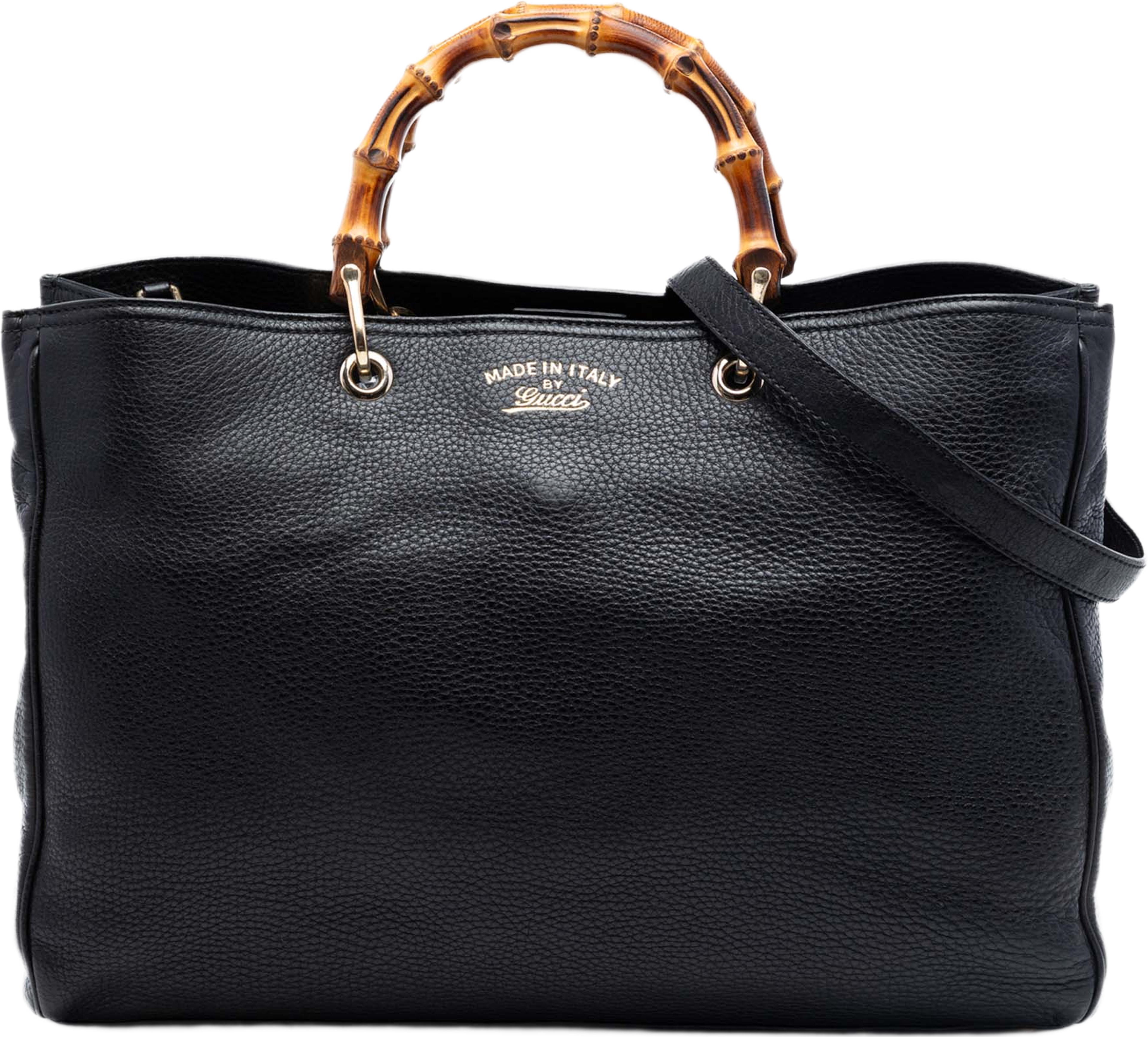 Gucci Large Calfskin Bamboo Shopper Satchel, från Luxclusif, i färgen black. Klicka för att öppna bilden i stort format