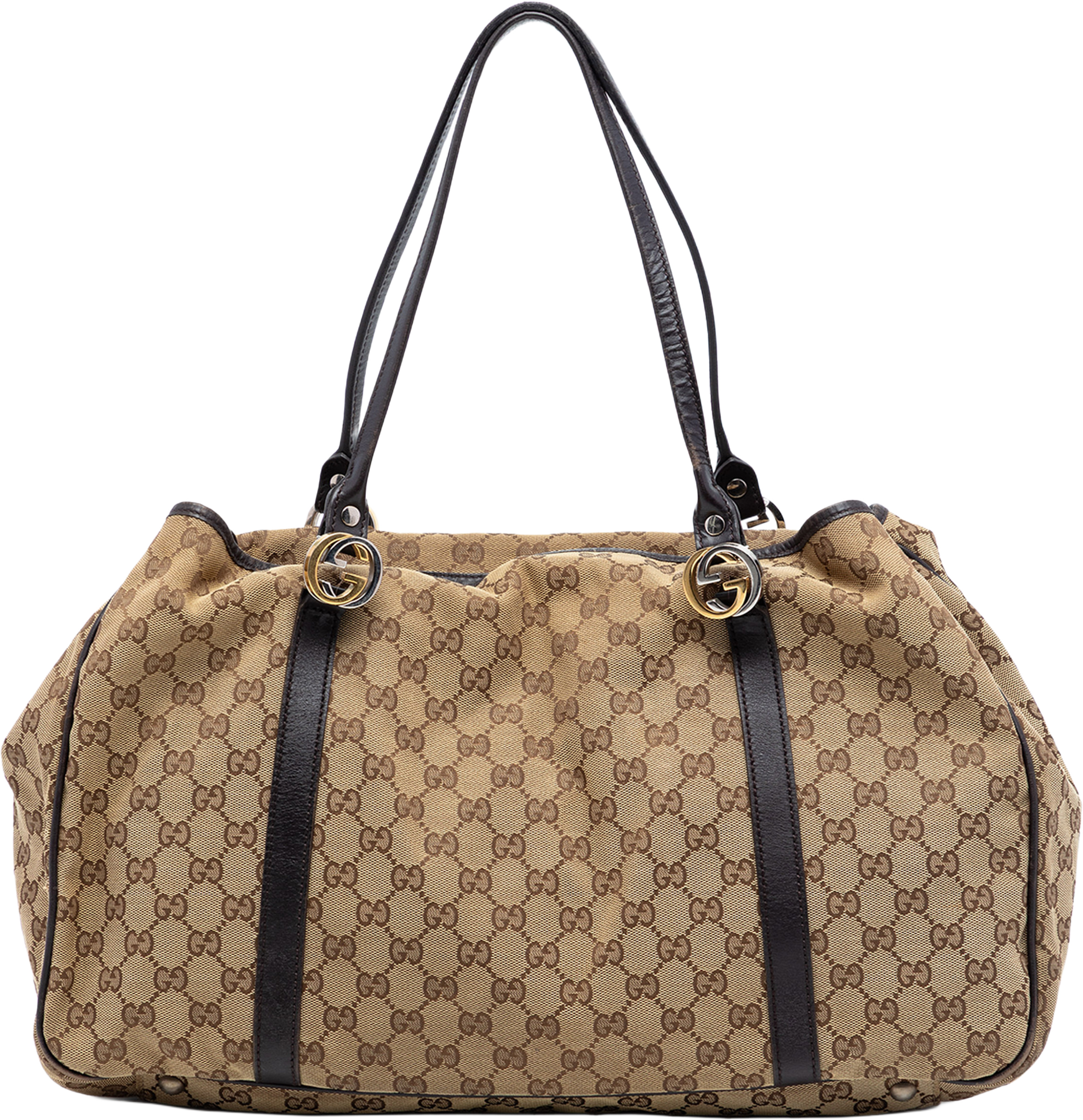 Gucci Large Gg Canvas Twins Tote, från Luxclusif, i färgen beige. Klicka för att öppna bilden i stort format