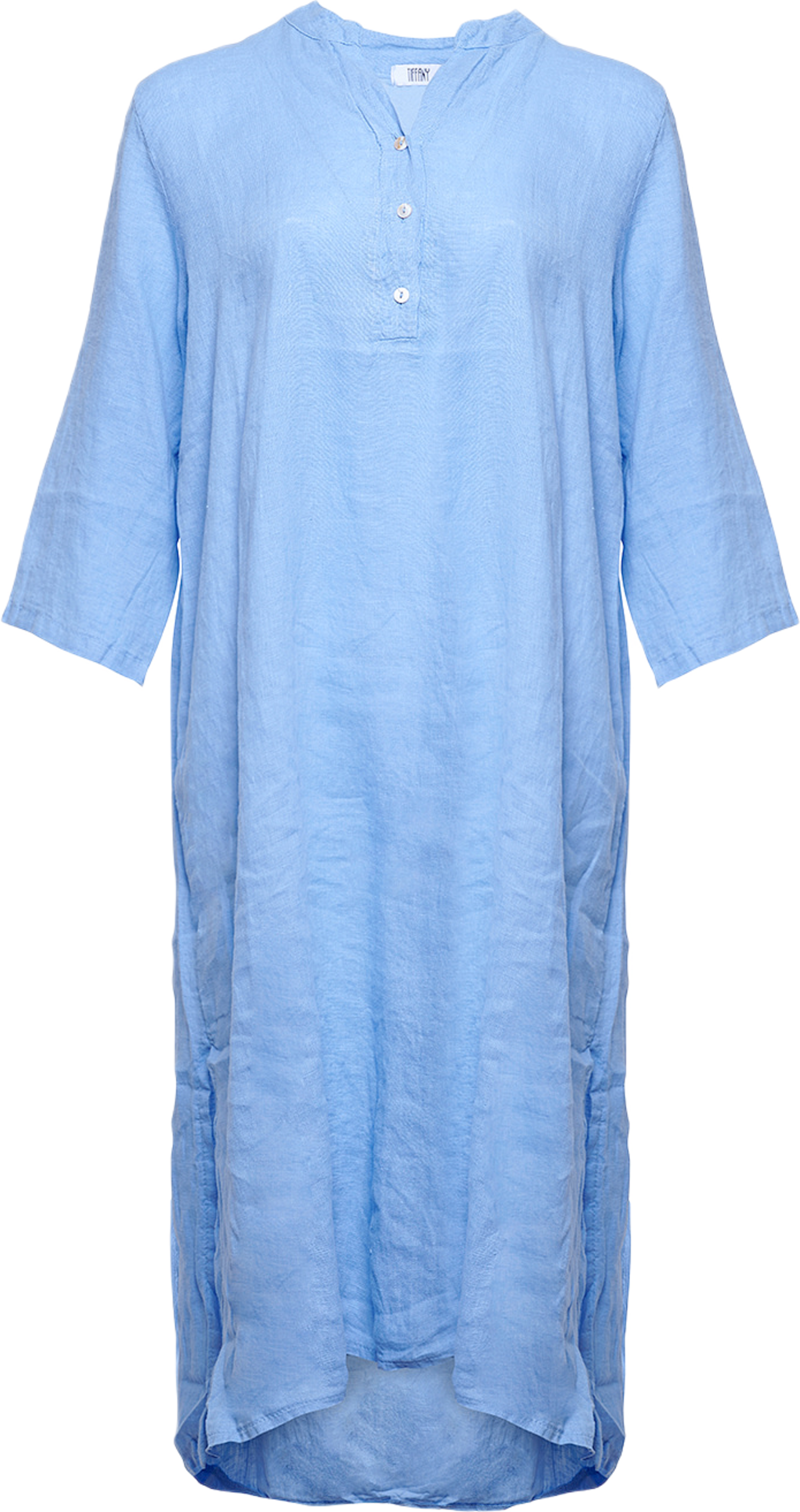 18970p,  Long Shirt Dress With Pocket, Linen - Little Boy Blue