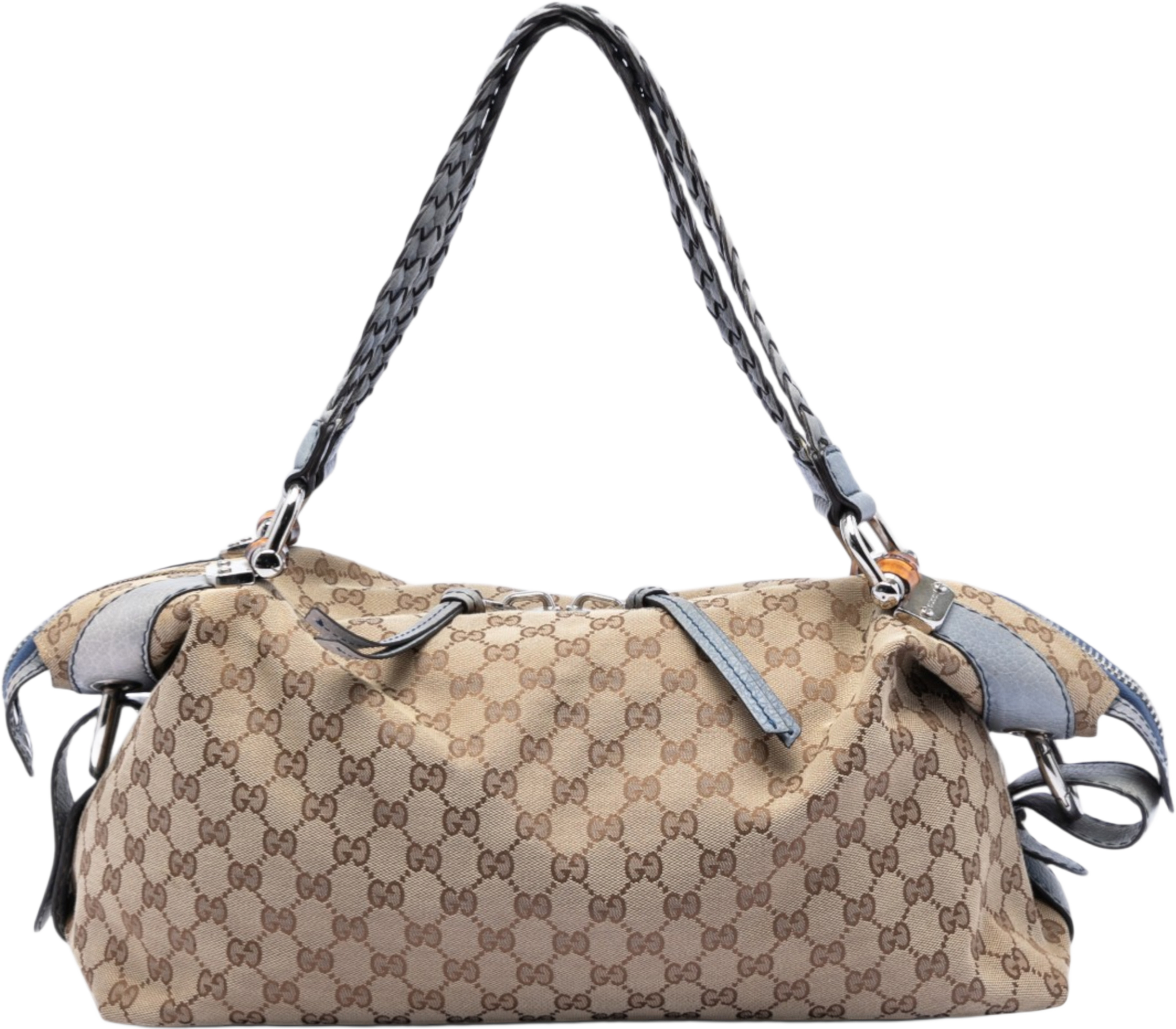 Gucci Medium Gg Canvas Bamboo Bar Tote, från Luxclusif, i färgen beige. Klicka för att öppna bilden i stort format