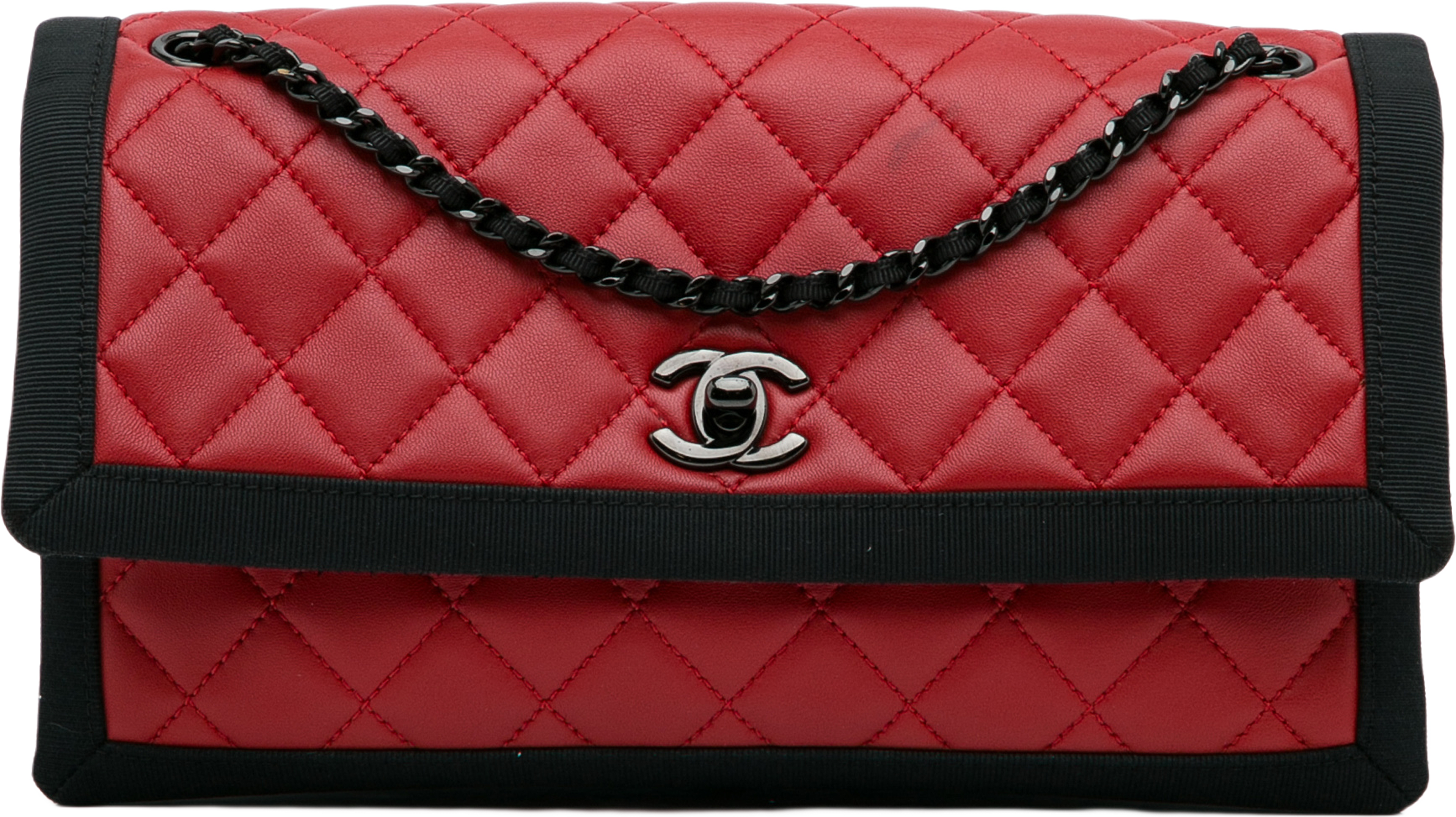 Chanel Cc Grossgrain Trim Lambskin Flap Shoulder Bag
