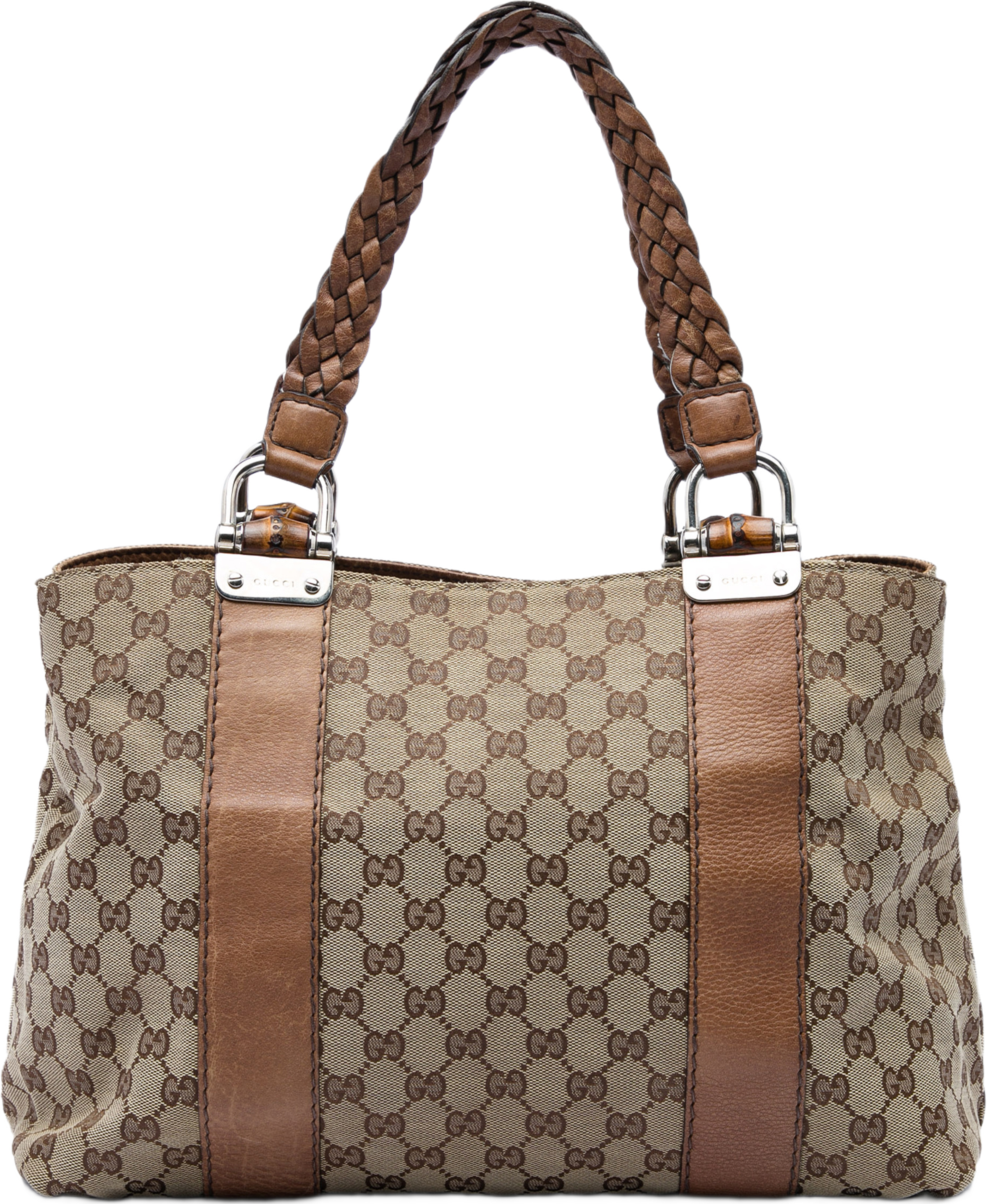 Gucci Medium Gg Canvas Bamboo Libeccio Tote, från Luxclusif, i färgen beige. Klicka för att öppna bilden i stort format