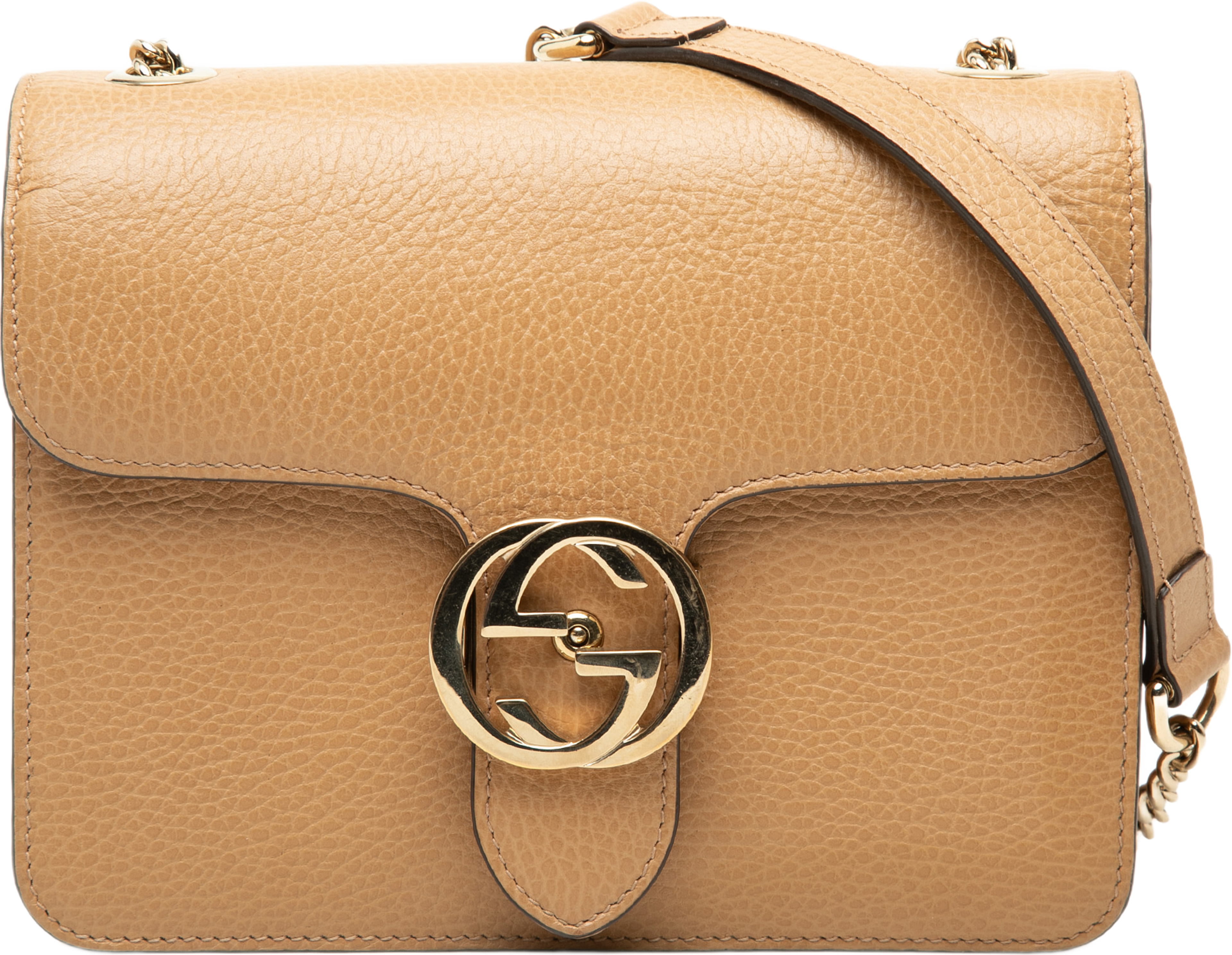 Gucci Small Dollar Calfskin Interlocking G Crossbody, från Luxclusif, i färgen brun. Klicka för att öppna bilden i stort format