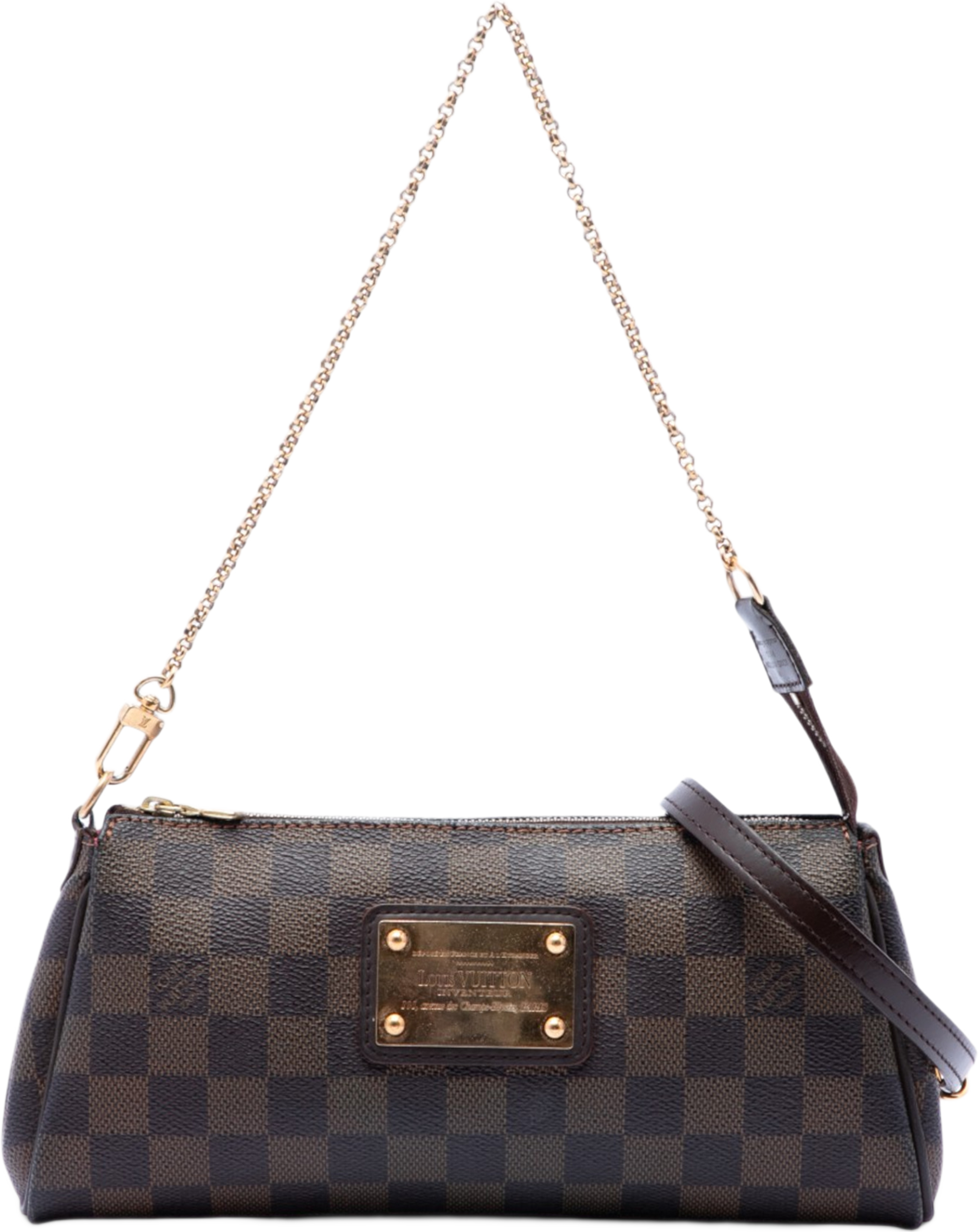 Louis Vuitton Damier Ebene Eva, från Luxclusif, i färgen brun. Klicka för att öppna bilden i stort format