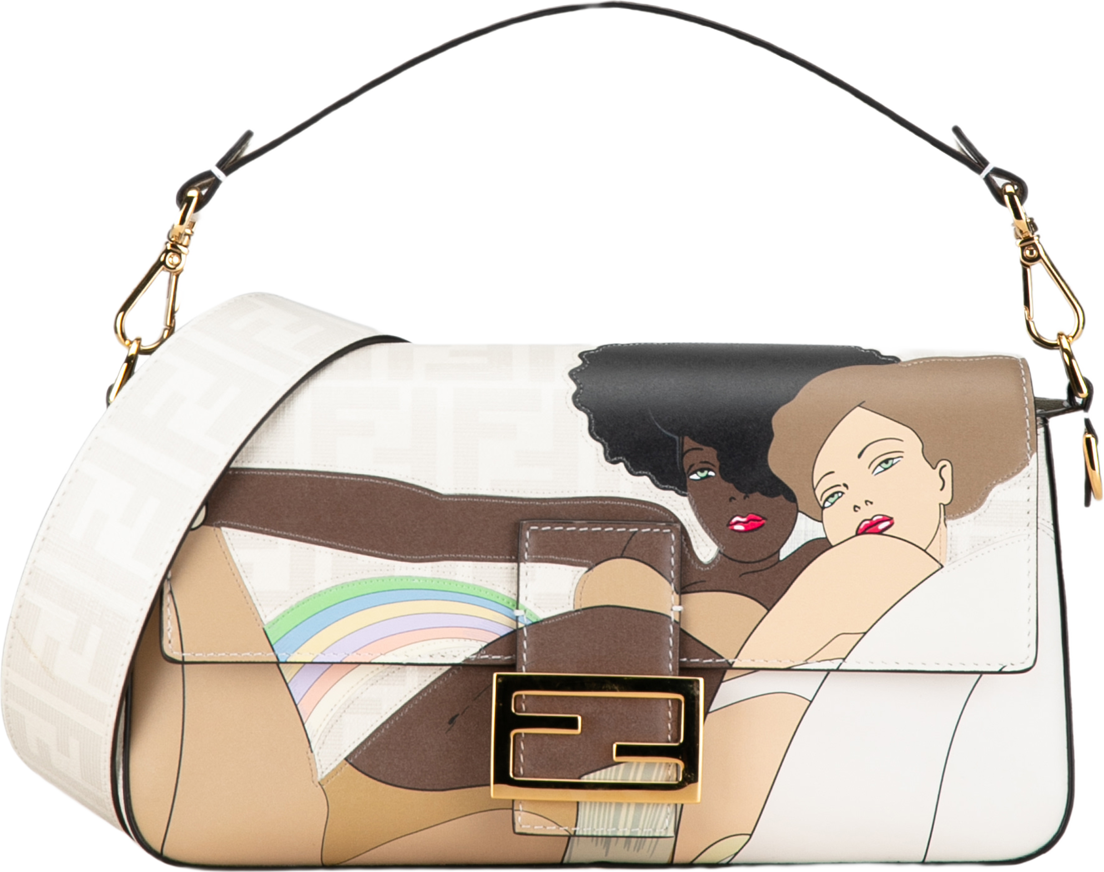 Fendi Zucca Graphic Print Coated Canvas Bikini Girls Baguette Satchel, från Luxclusif, i färgen white. Klicka för att öppna bilden i stort format