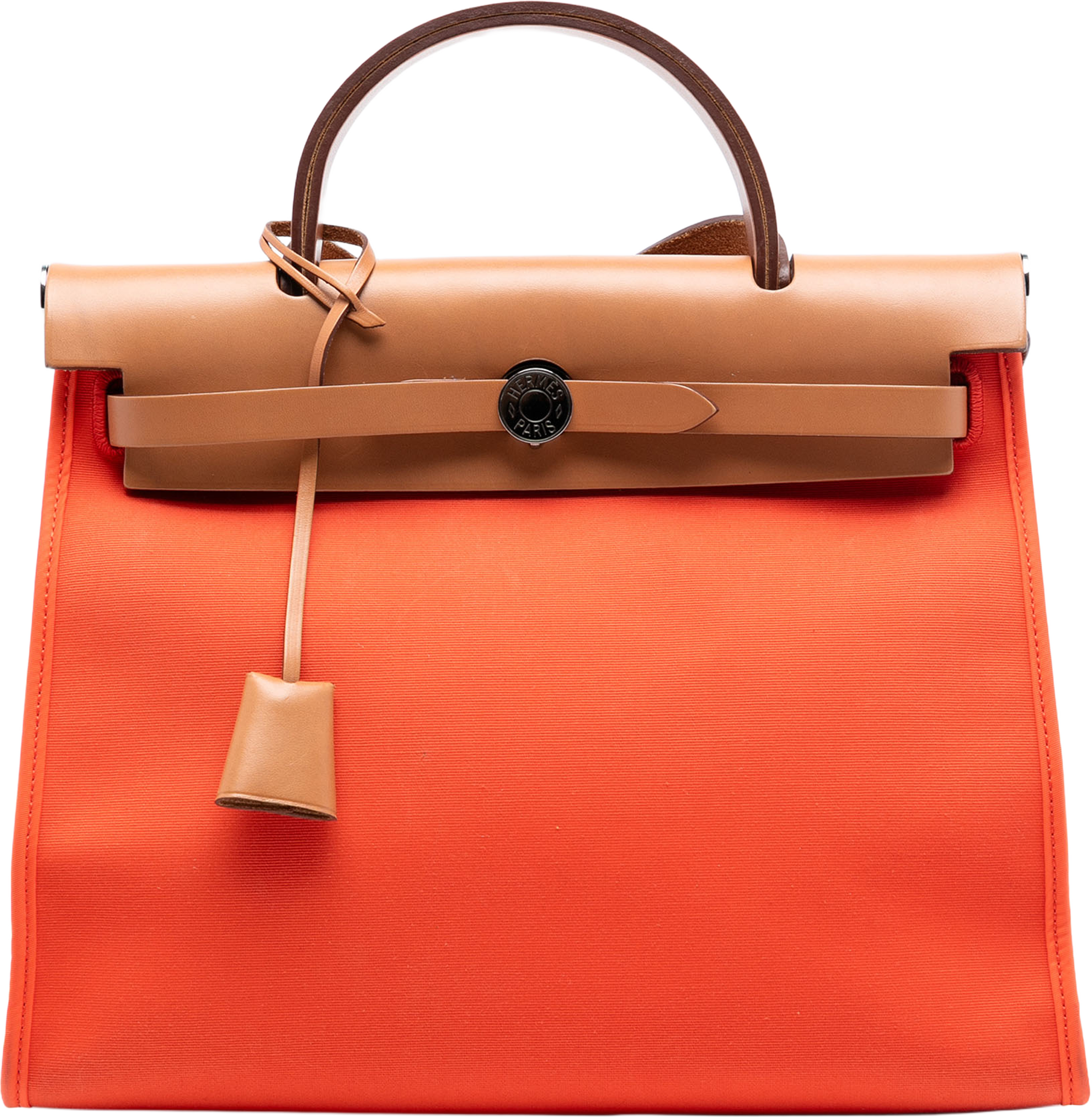 Hermès Toile Herbag Zip 31, från Luxclusif, i färgen dark orange. Klicka för att öppna bilden i stort format