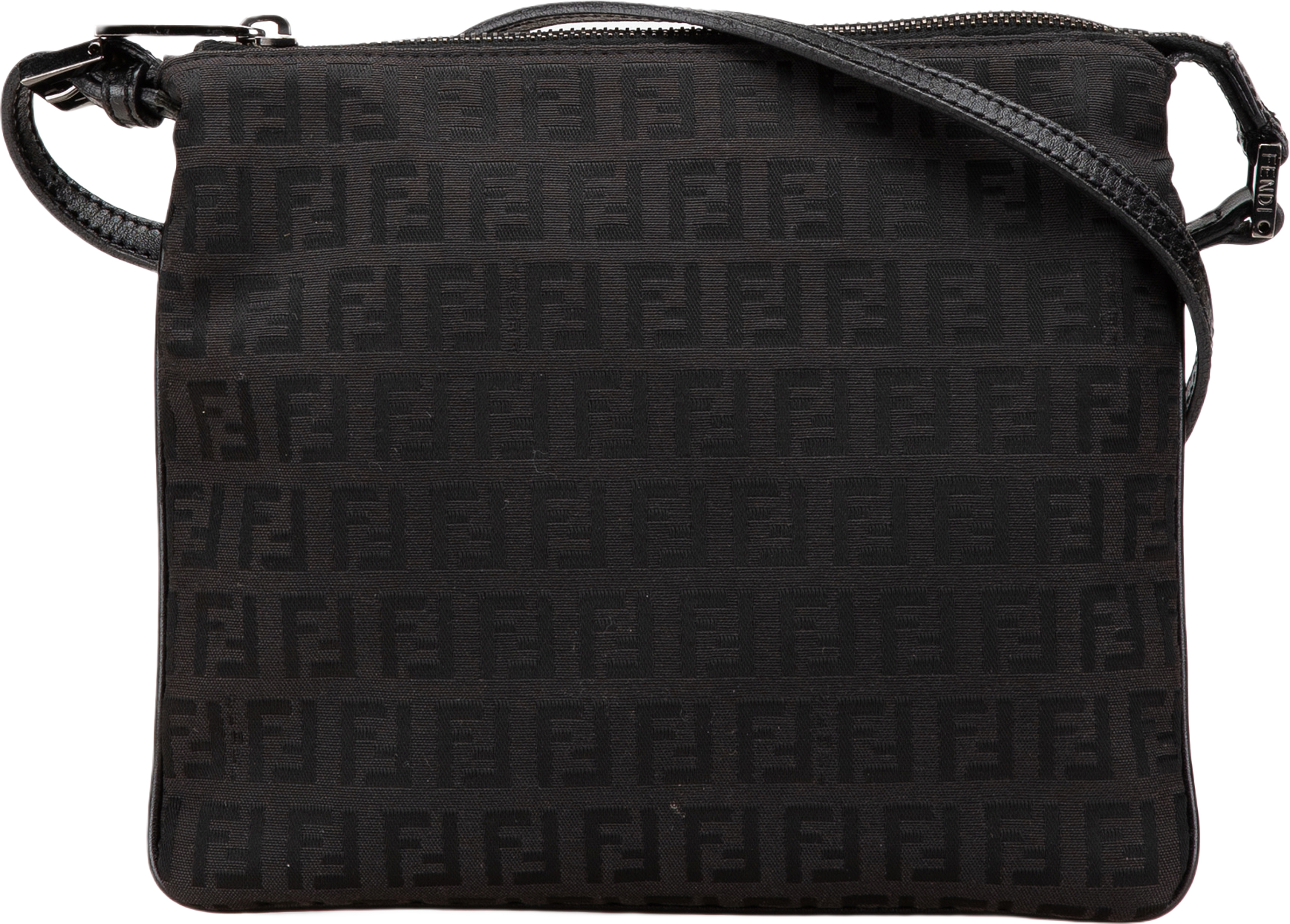 Fendi Zucchino Canvas Crossbody, från Luxclusif, i färgen black. Klicka för att öppna bilden i stort format