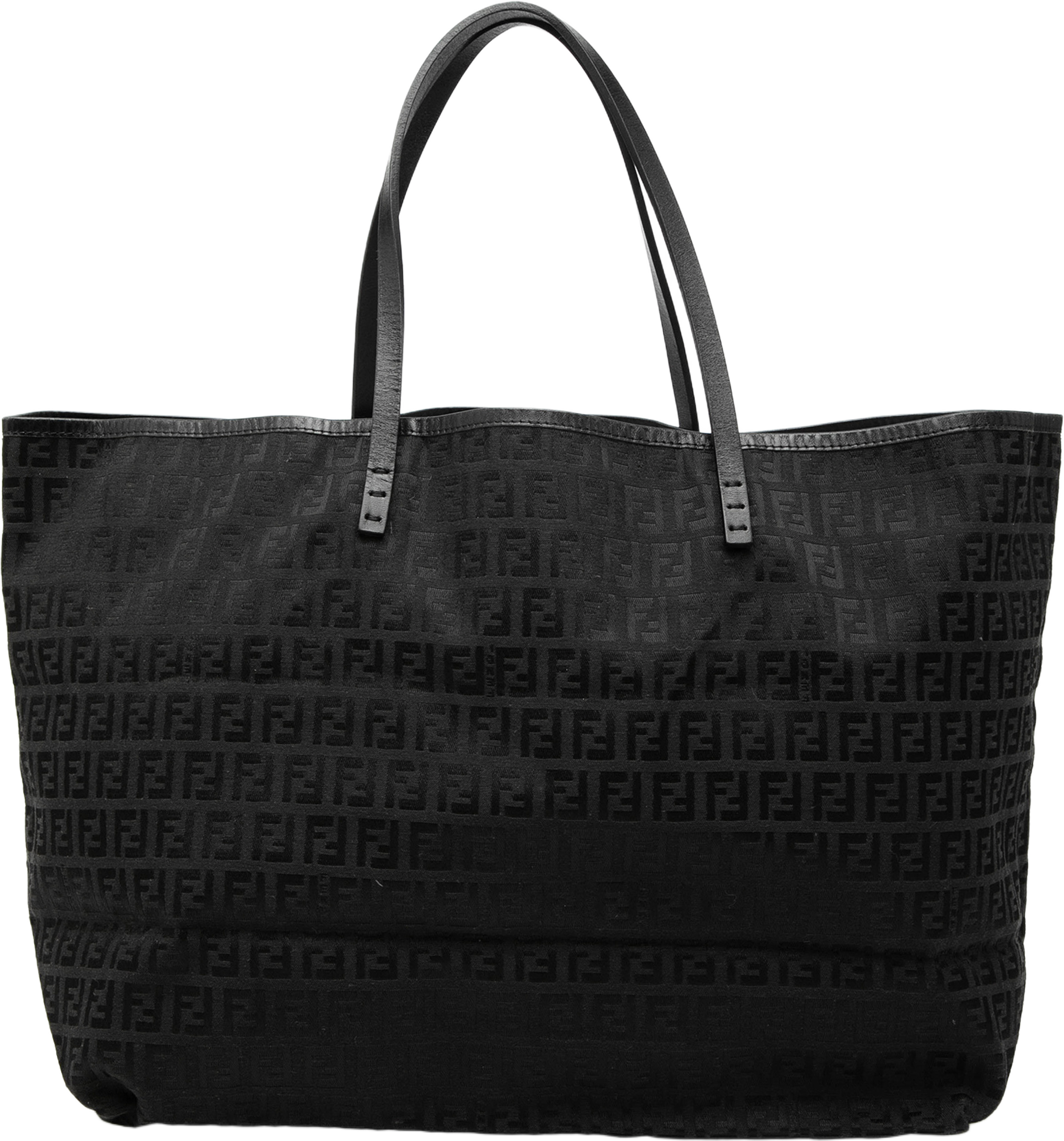 Fendi Medium Zucchino Canvas Roll Tote, från Luxclusif, i färgen black. Klicka för att öppna bilden i stort format