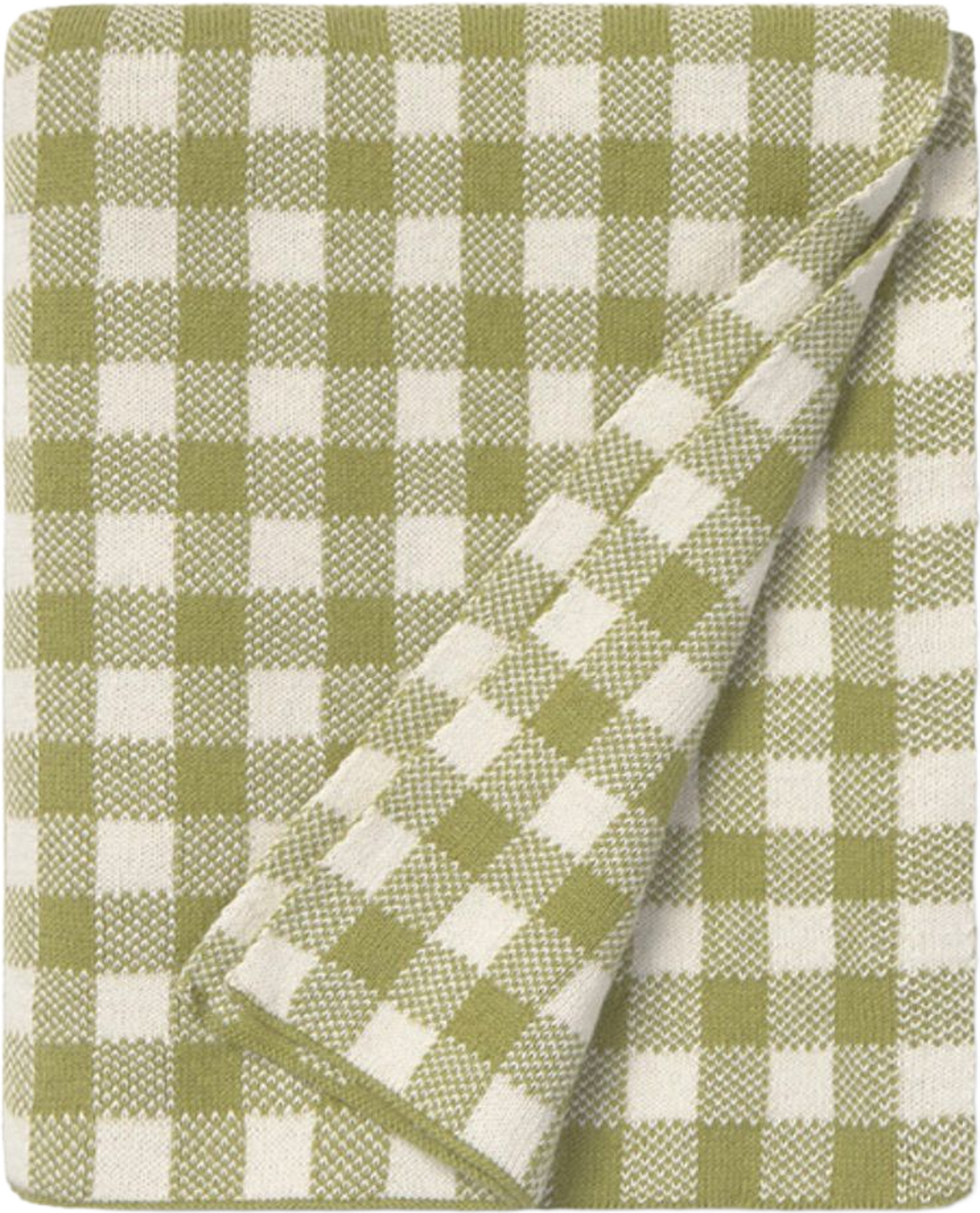 Stickad Filt Vichy, från LORENA CANALS, i färgen naturlig/matcha. Klicka för att öppna bilden i stort format