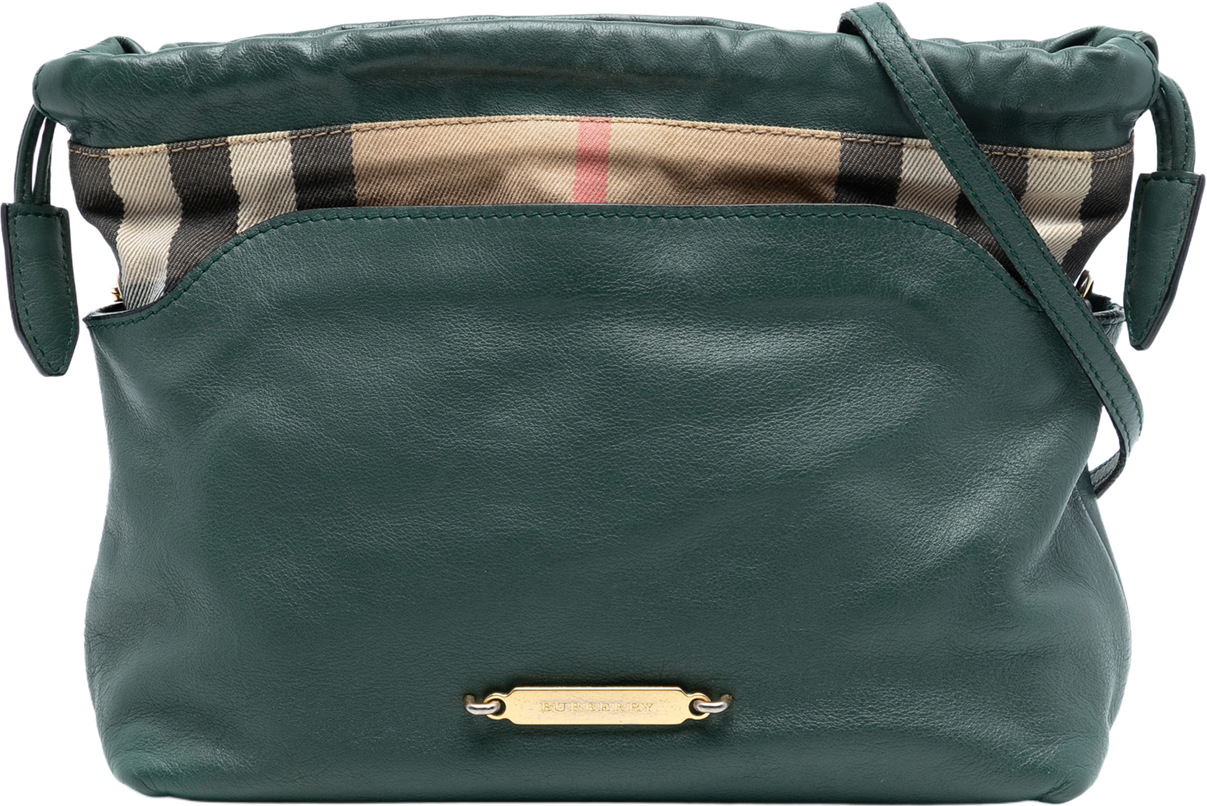 Burberry House Check Canvas And Calfskin Little Crush Crossbody, från Luxclusif, i färgen dark green. Klicka för att öppna bilden i stort format